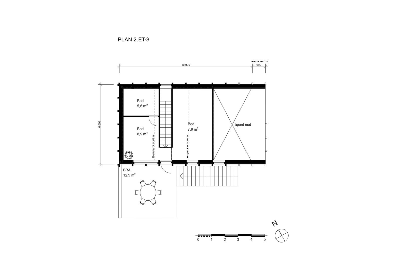 Plantegning 2. etasje på rammesøkt hytte Galleribilde