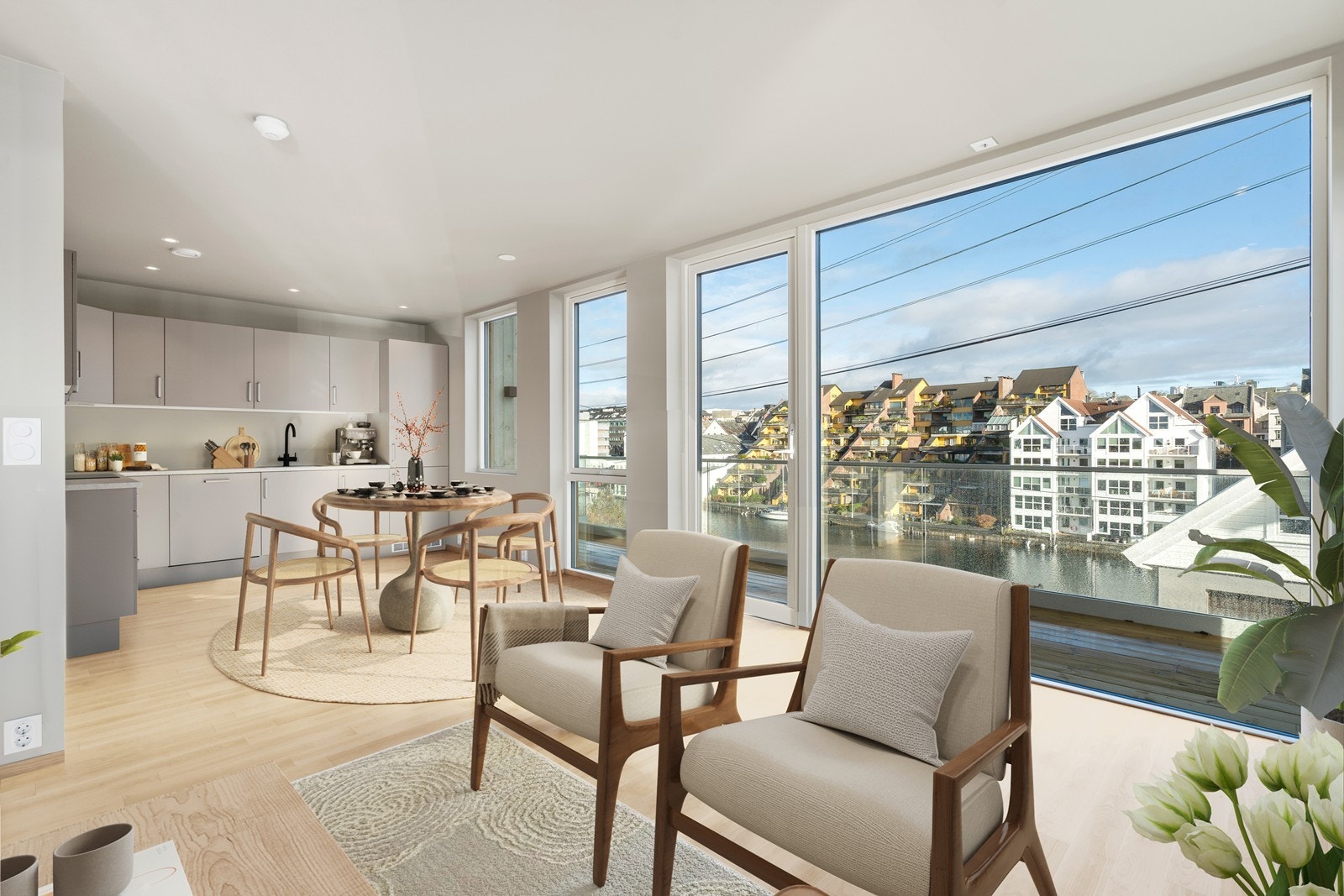 Rekkehuset er helt nytt og holder svært god standard med smakfulle kvaliteter og materialvalg Galleribilde