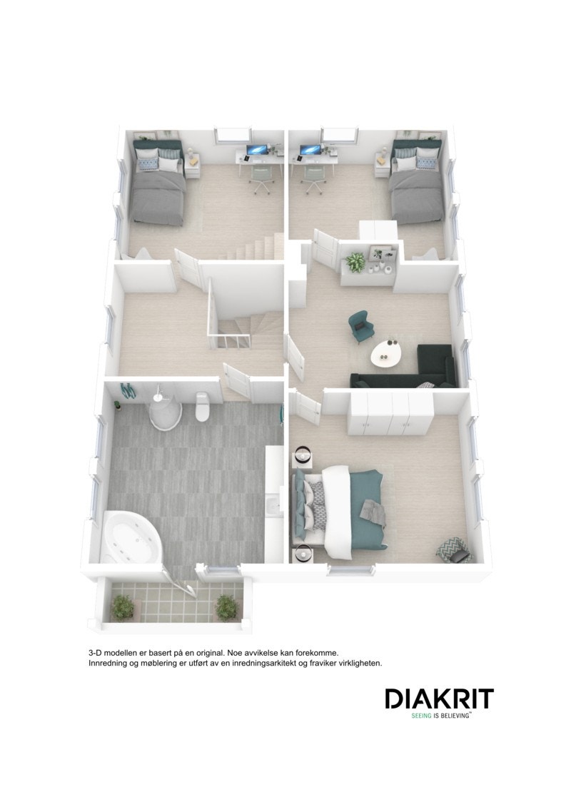 3D plantegning 2.etasje Galleribilde