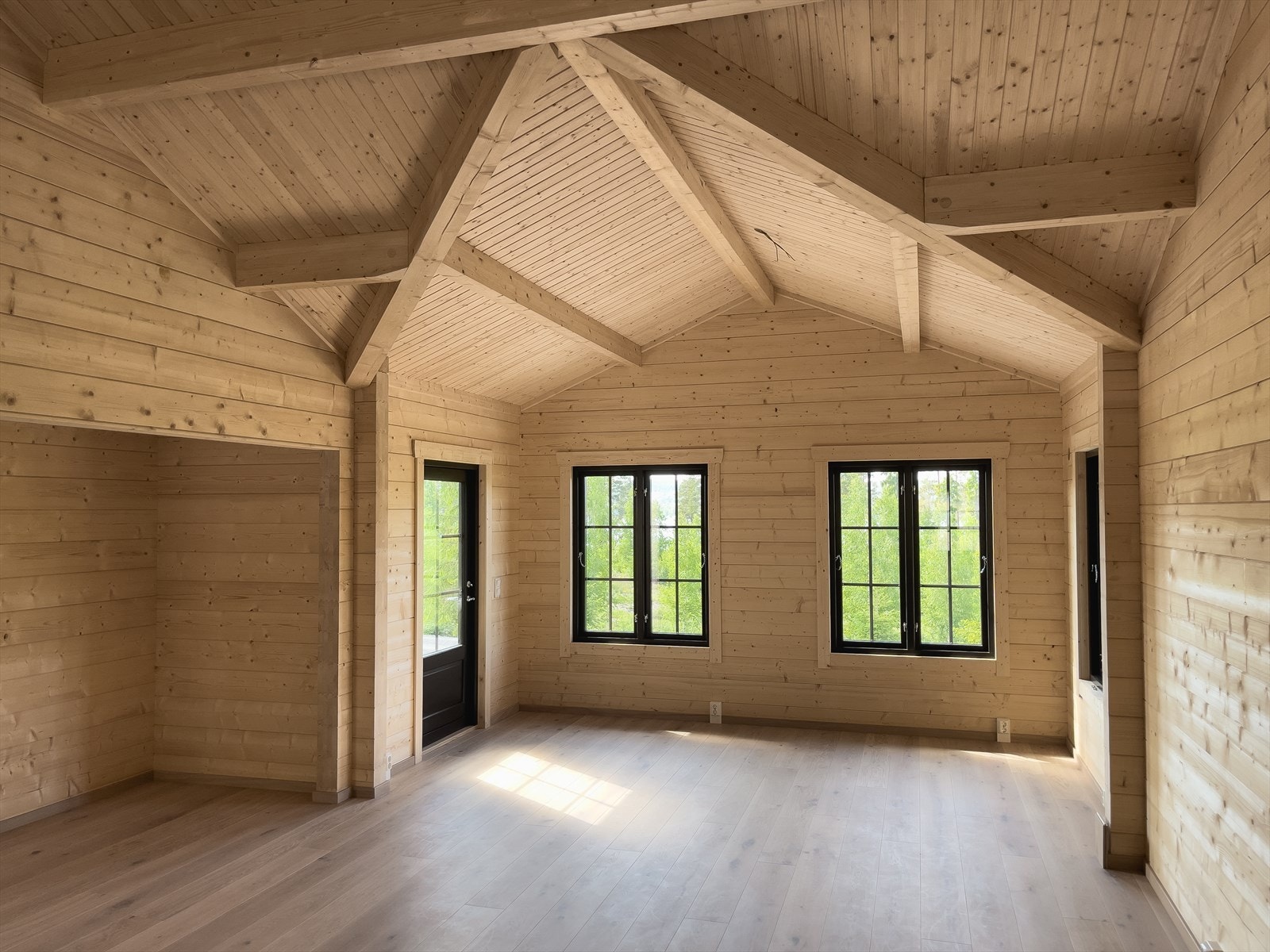 Illustrasjonsbilde fra identisk, ferdig bygget hytte på det samme hyttefeltet (Arebekken hyttefelt 15) Galleribilde