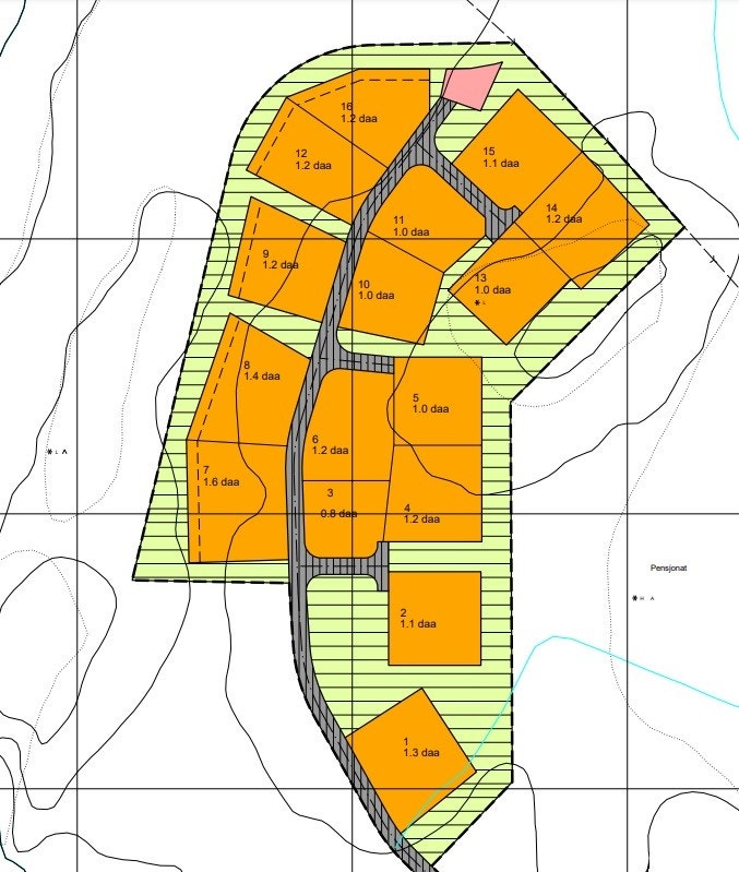 Arebekken hyttefelt fra reguleringskartet Galleribilde