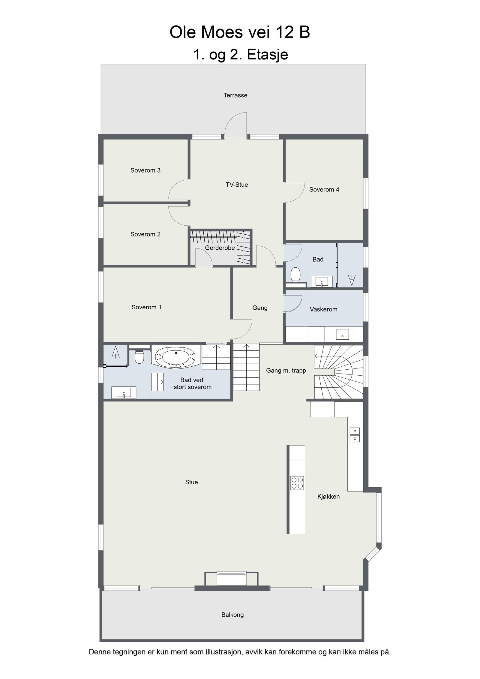 Plantegning 1. og 2. etasje Galleribilde