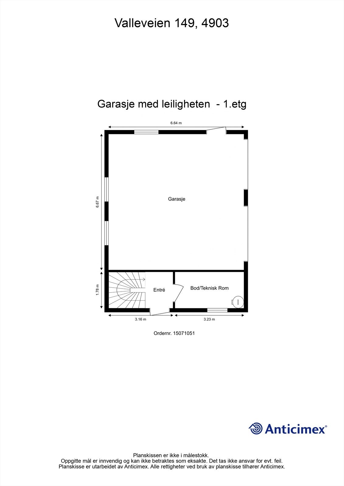 Plantegning garasje 1. etasje Galleribilde