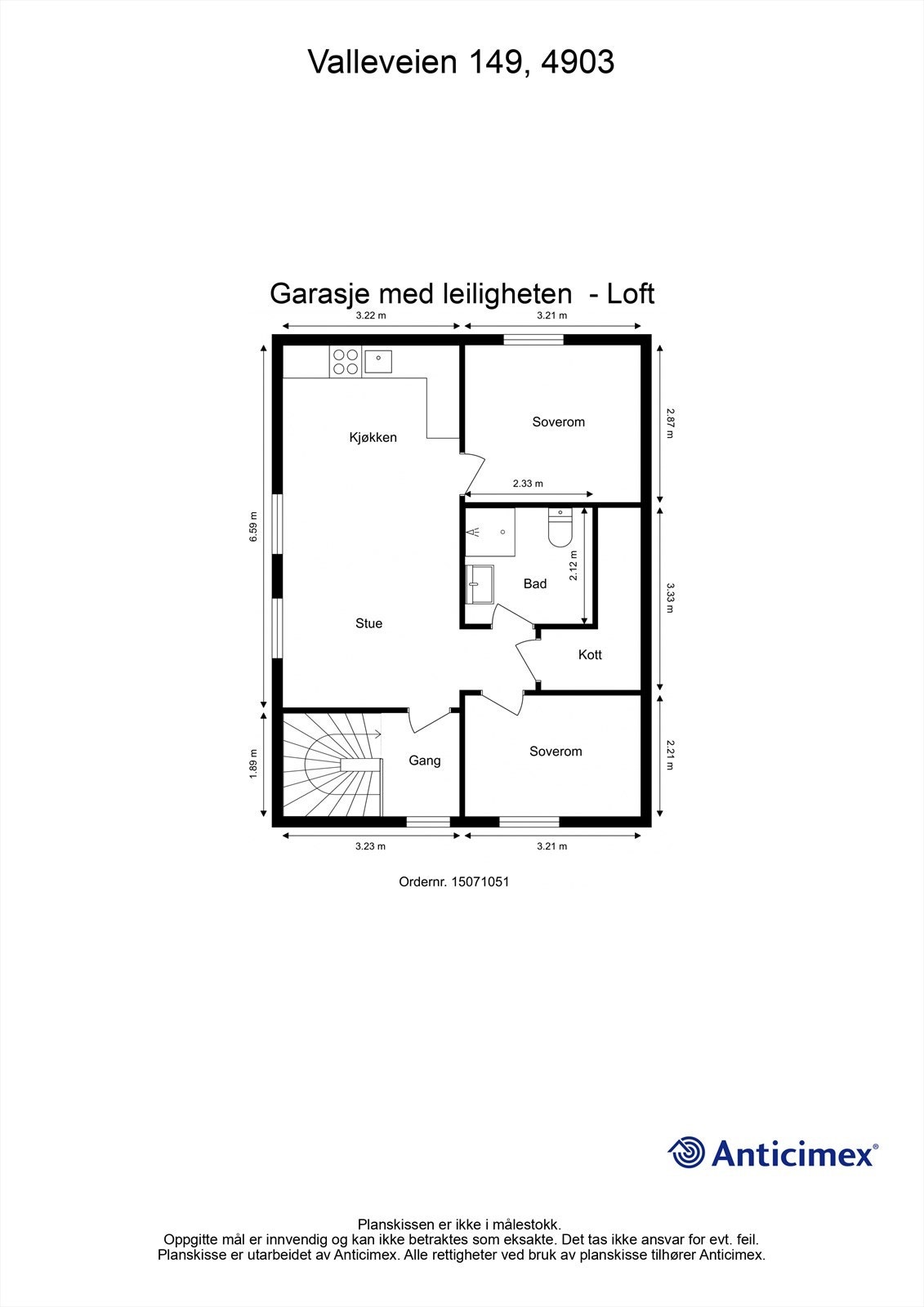 Plantegning garasje 2. etasje (leiligheten) Galleribilde