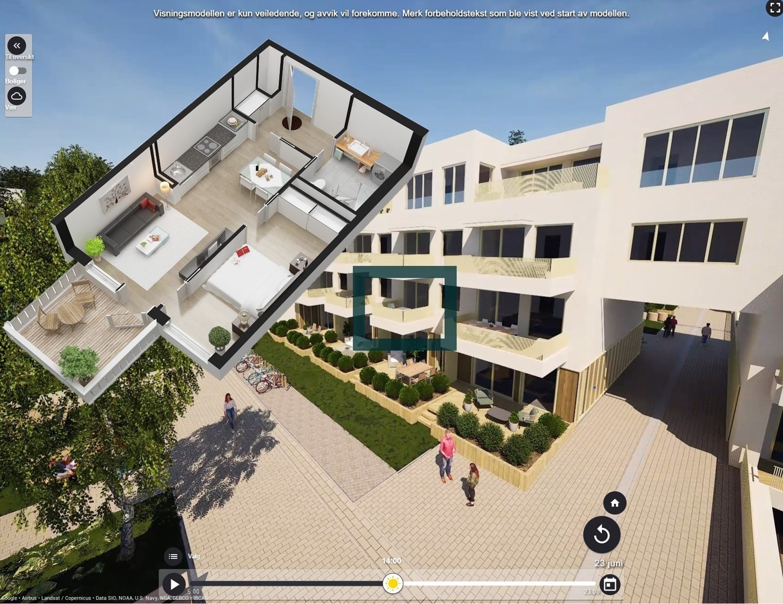 2-roms i 3. etg. m/ca. 6 kvm balkong. Omtrentlig plassering. Galleribilde