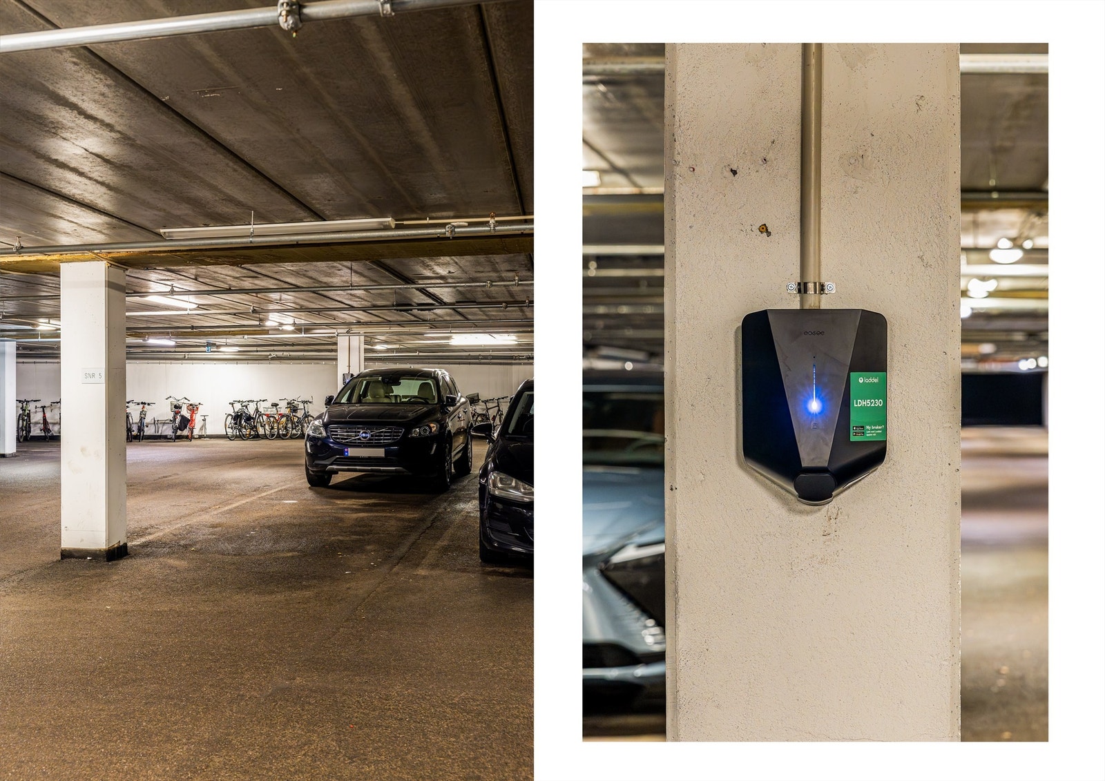 Det medfølger parkeringsplass i felles garasjekjeller. Plass nr. 5. Det er montert lader for EL-bil. Garasjekjeller også for gjester via q-park. Galleribilde