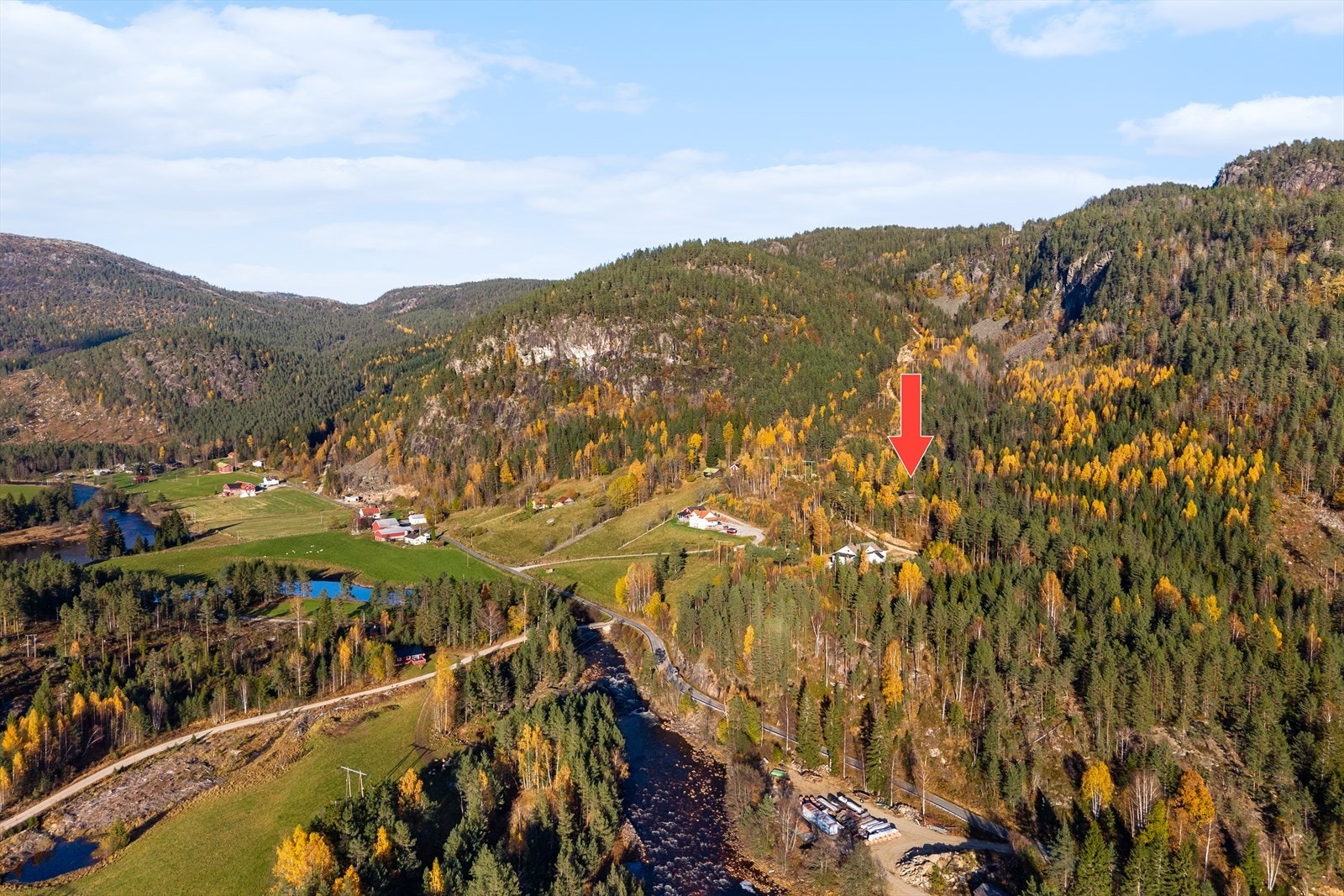 Dronebilde over området Galleribilde
