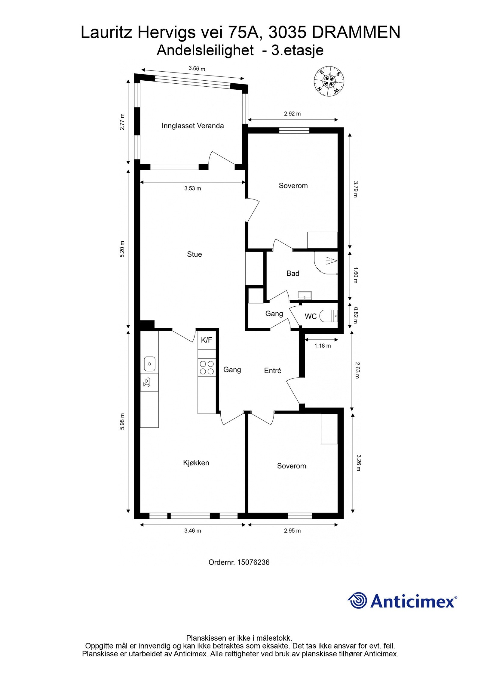 Plantegning Lauritz Hervigs vei 75A Galleribilde