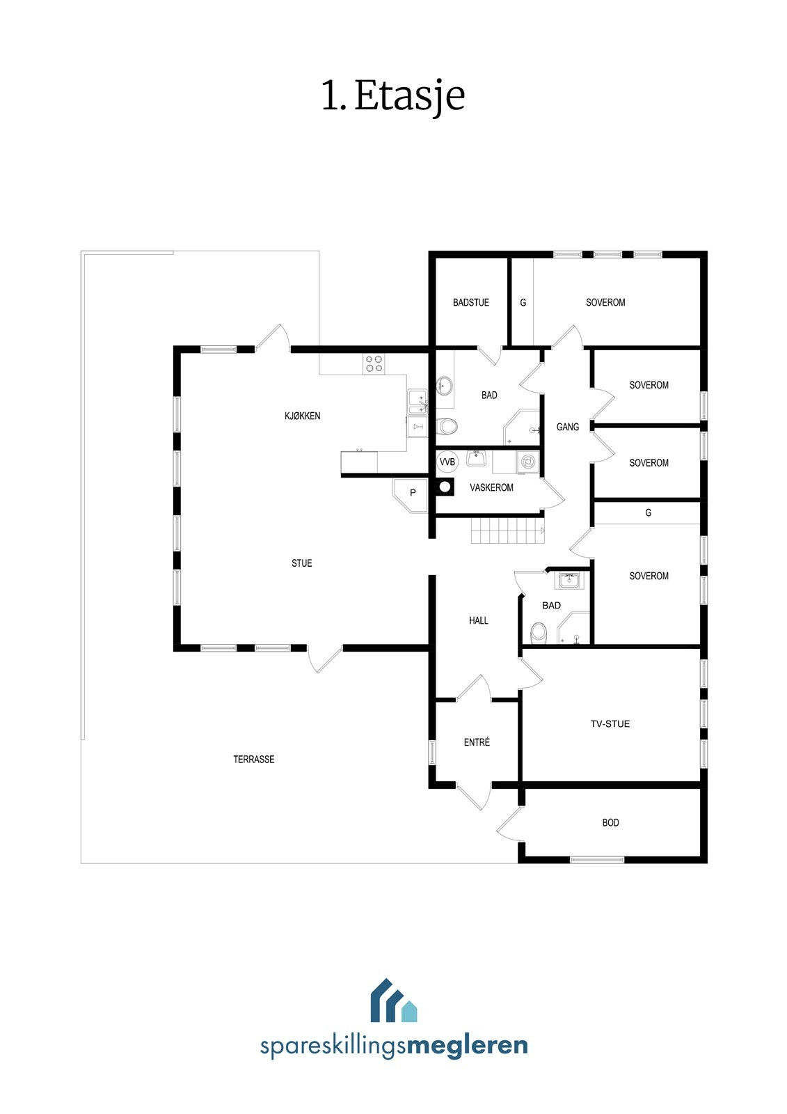 Plantegning 1.etg Galleribilde