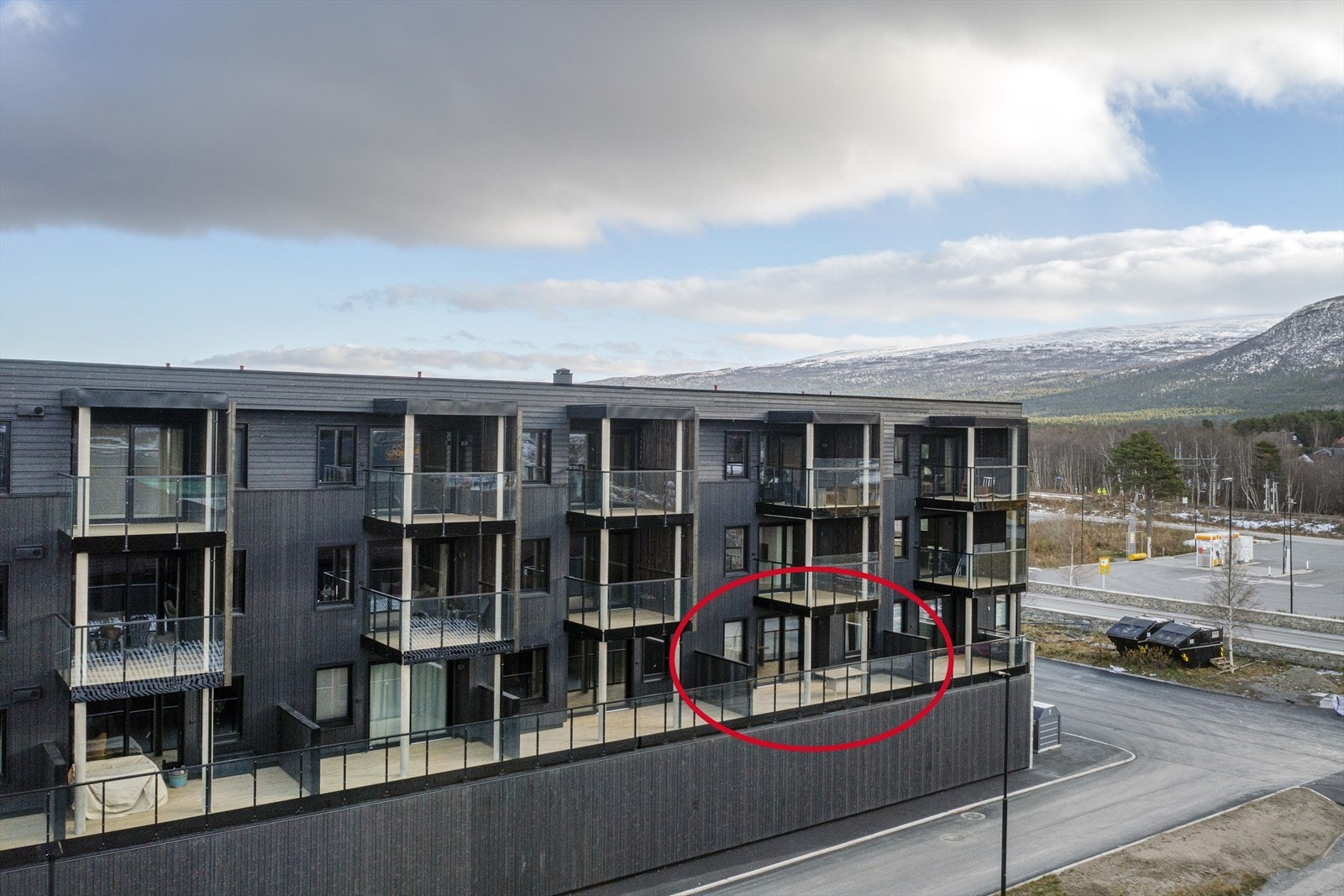 Fasade med markering Galleribilde