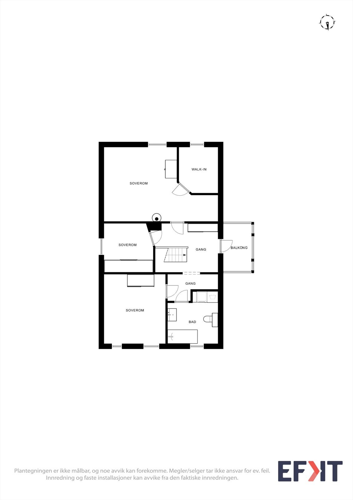 Velkommen opp til 2. etg. Her har du 3 soverom og bad plassert i samme etasje. Galleribilde