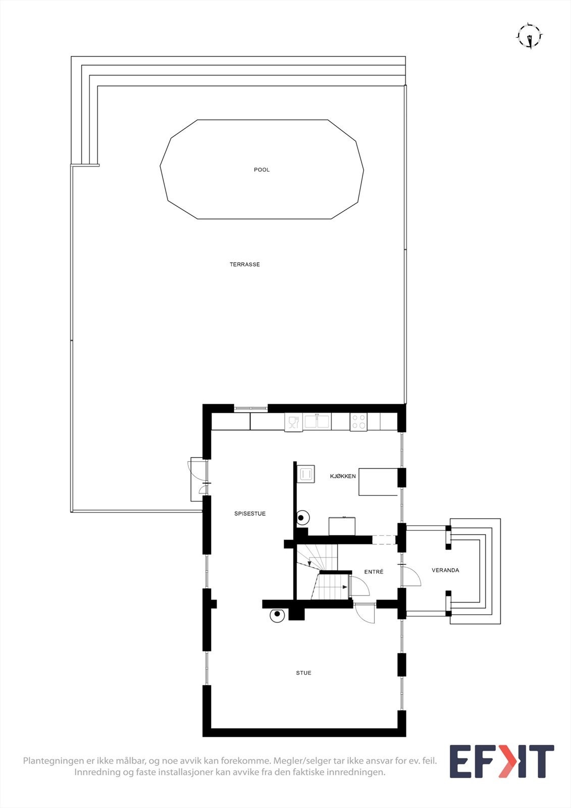Terrassen er virkelig stor og innbydende. Romslig stue og egen spisestue i tilknytning kjøkkenet. Galleribilde