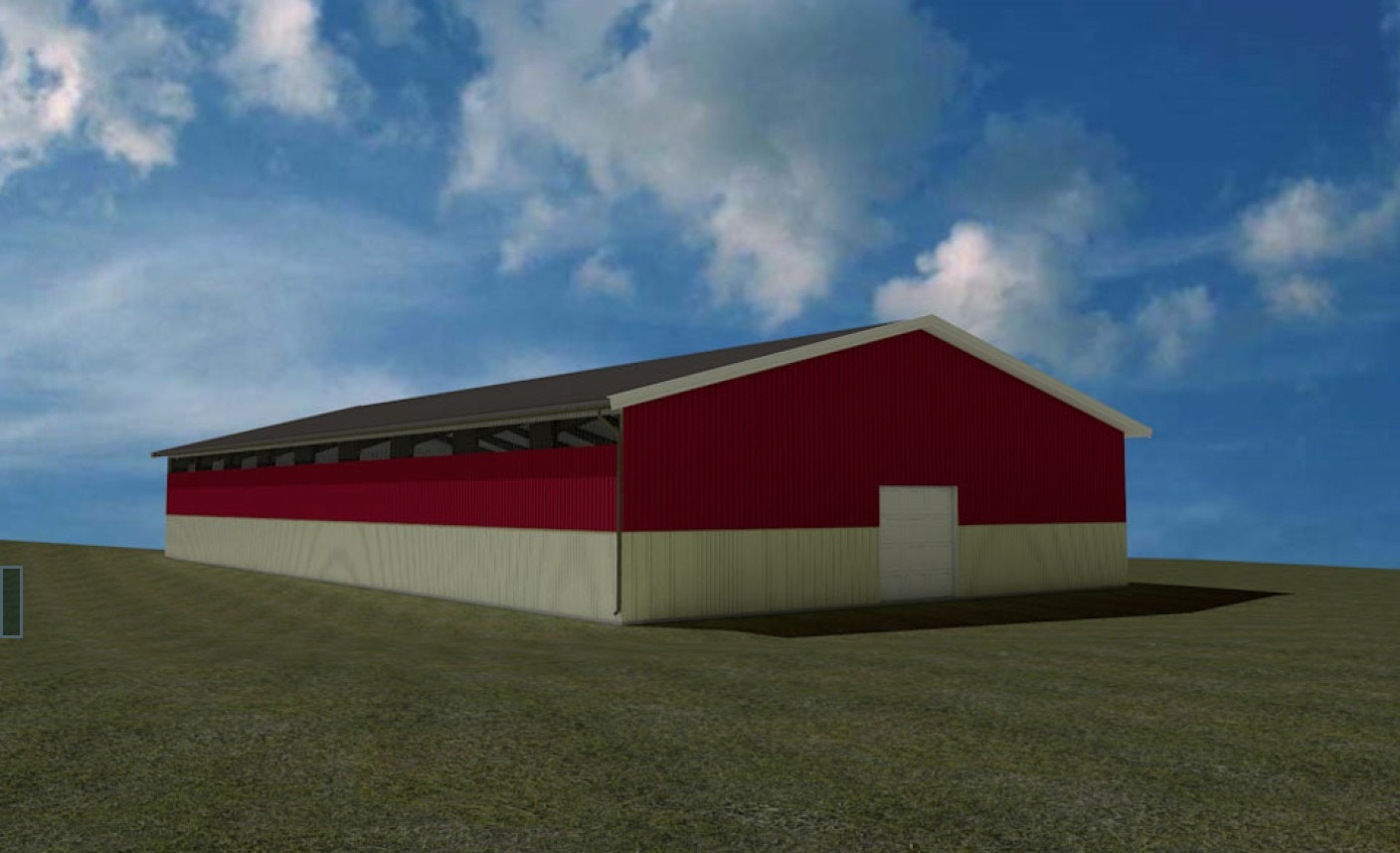 Forslag til hvordan ridehuset kan se ut om man ønsker å bygge dette. Tillatelsen foreligger, så her er det opp til ny eier å bestemme hva man har behov for. Galleribilde