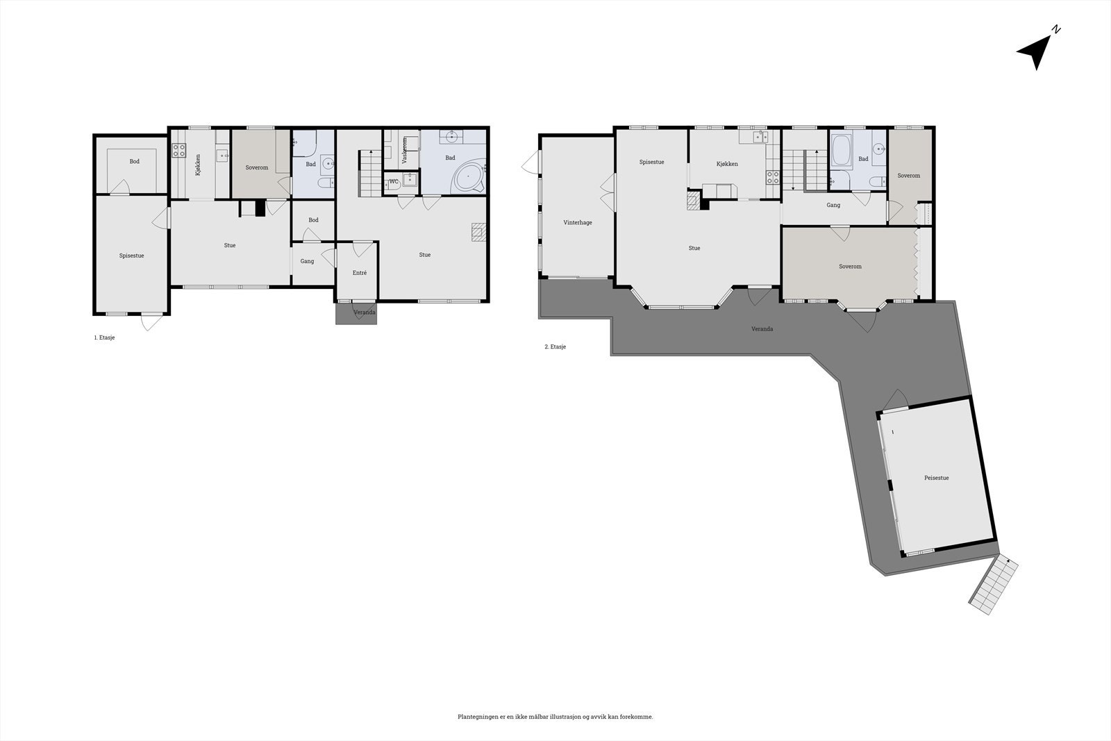 Plantegning over begge etasjene. Galleribilde