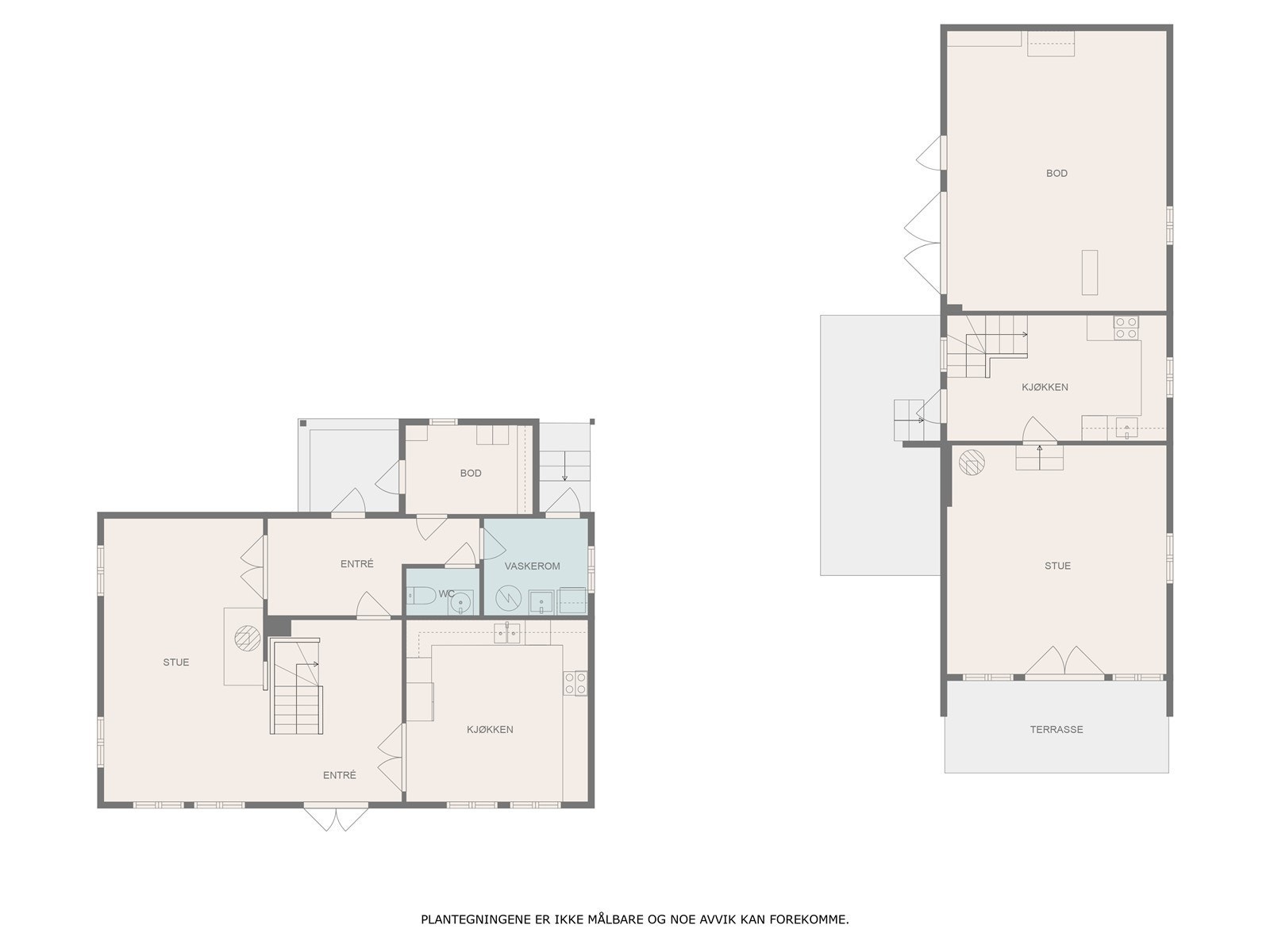 Plantegning over første etasje begge bygninger. Galleribilde