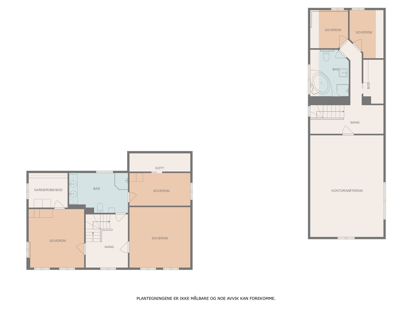 Plantegning andre etasje begge bygninger. Galleribilde