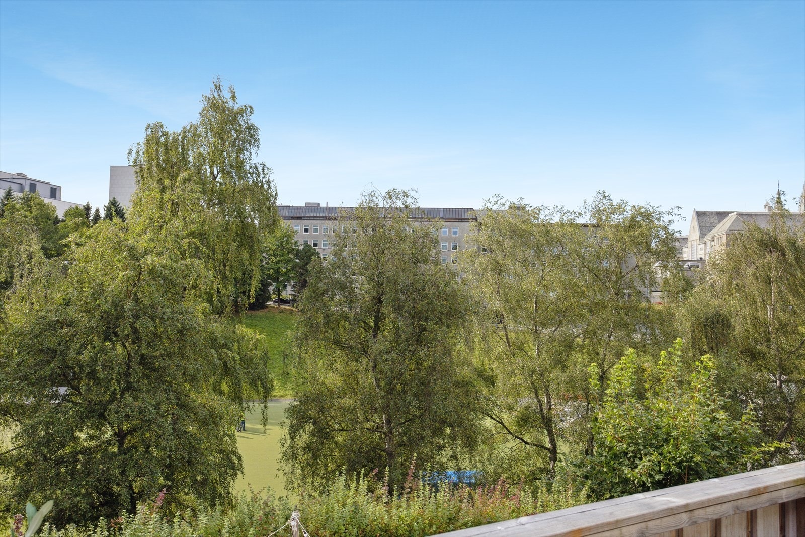 Fra balkongen har du fint utsyn mot Gløshaugen og "Dødens dal". Galleribilde