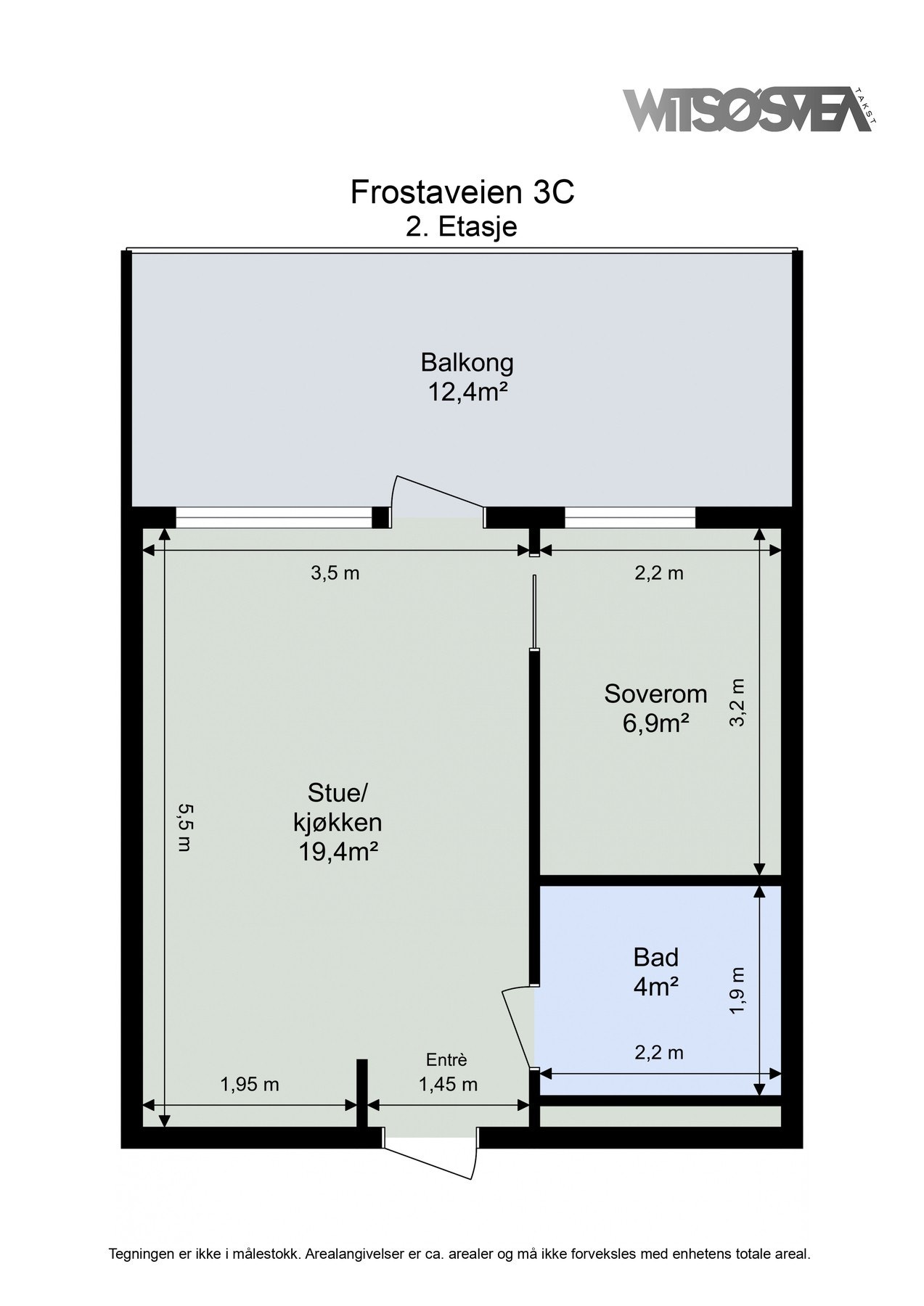 Plankisse med mål fra takstmann Galleribilde