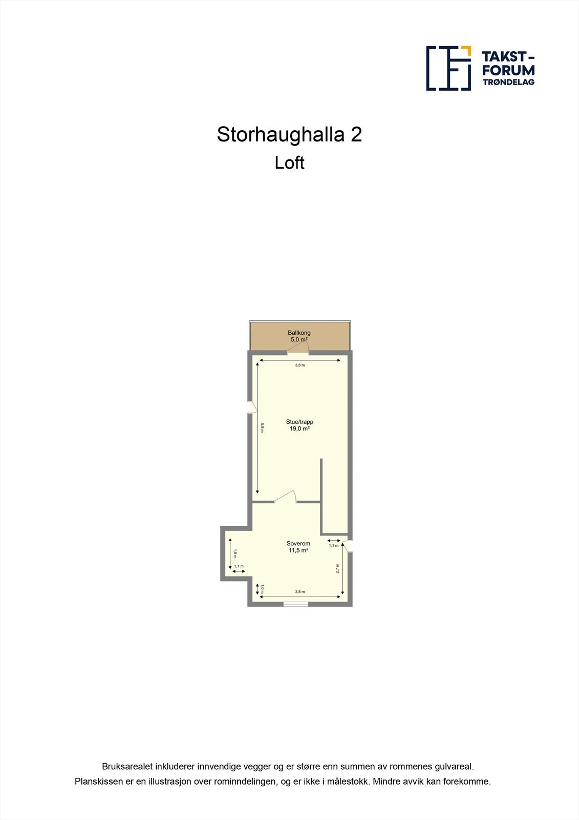 Plantegning - Loftsetasje. Galleribilde
