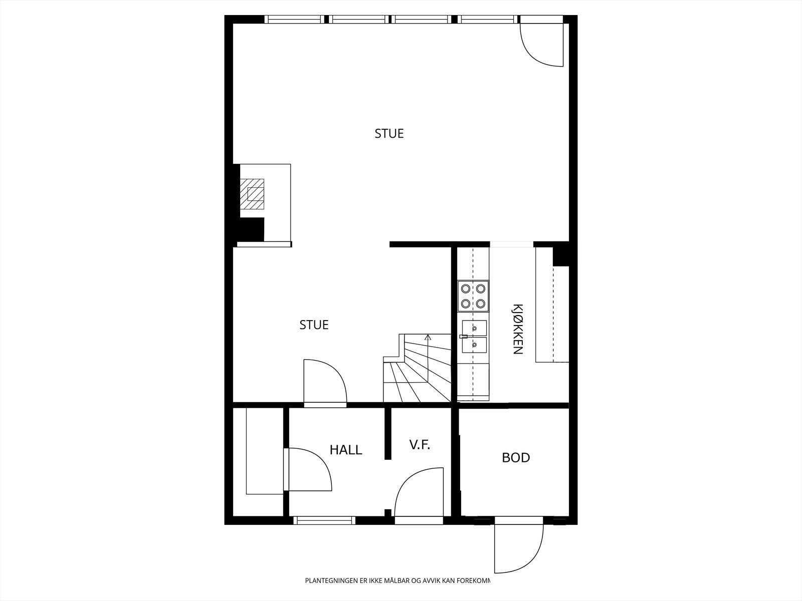 Alternativ planskisse nede, omtrent som opprinnelig planløsning. Galleribilde