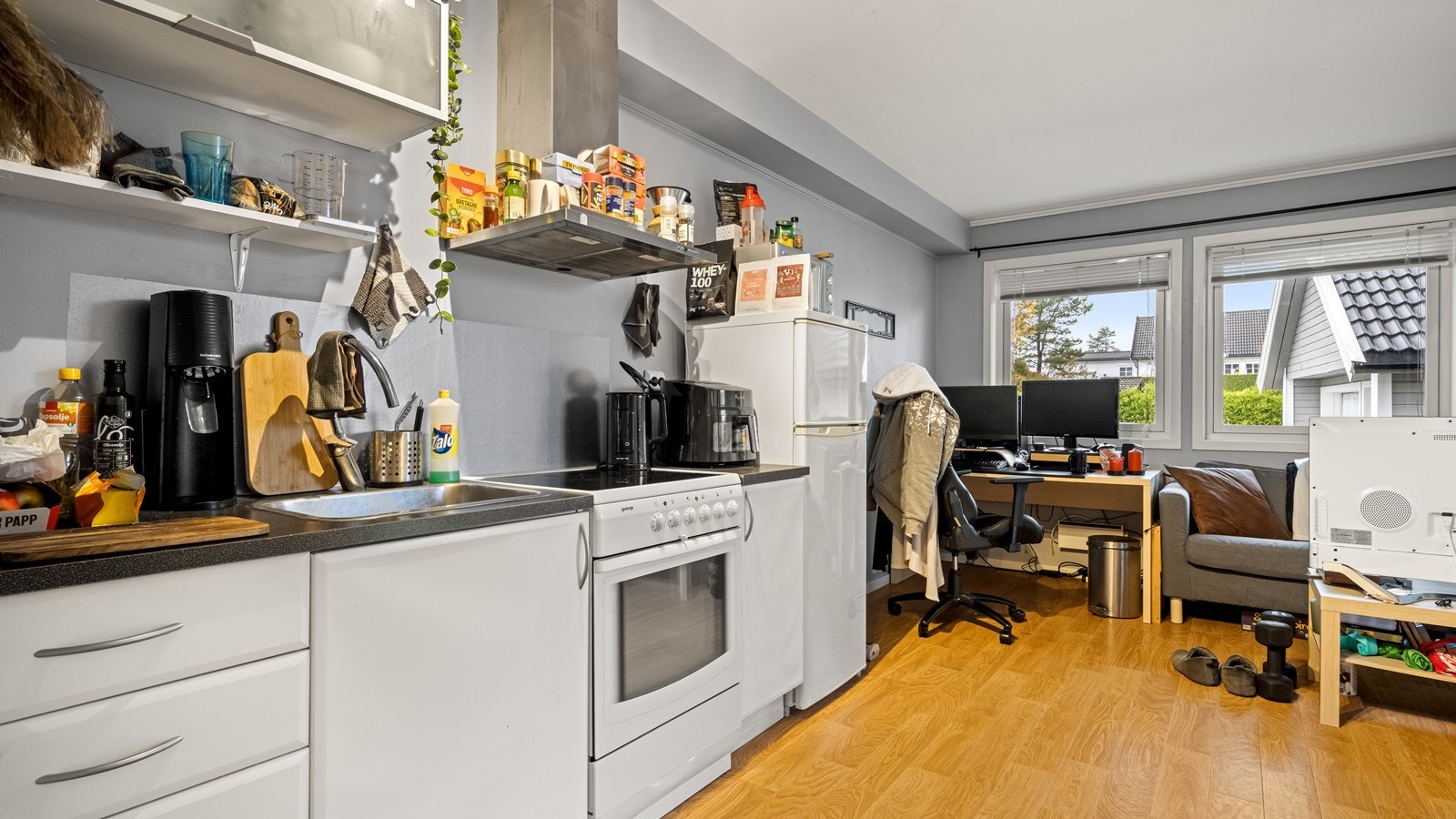 Kjøkken og stue i den godkjente utleiedelen Galleribilde