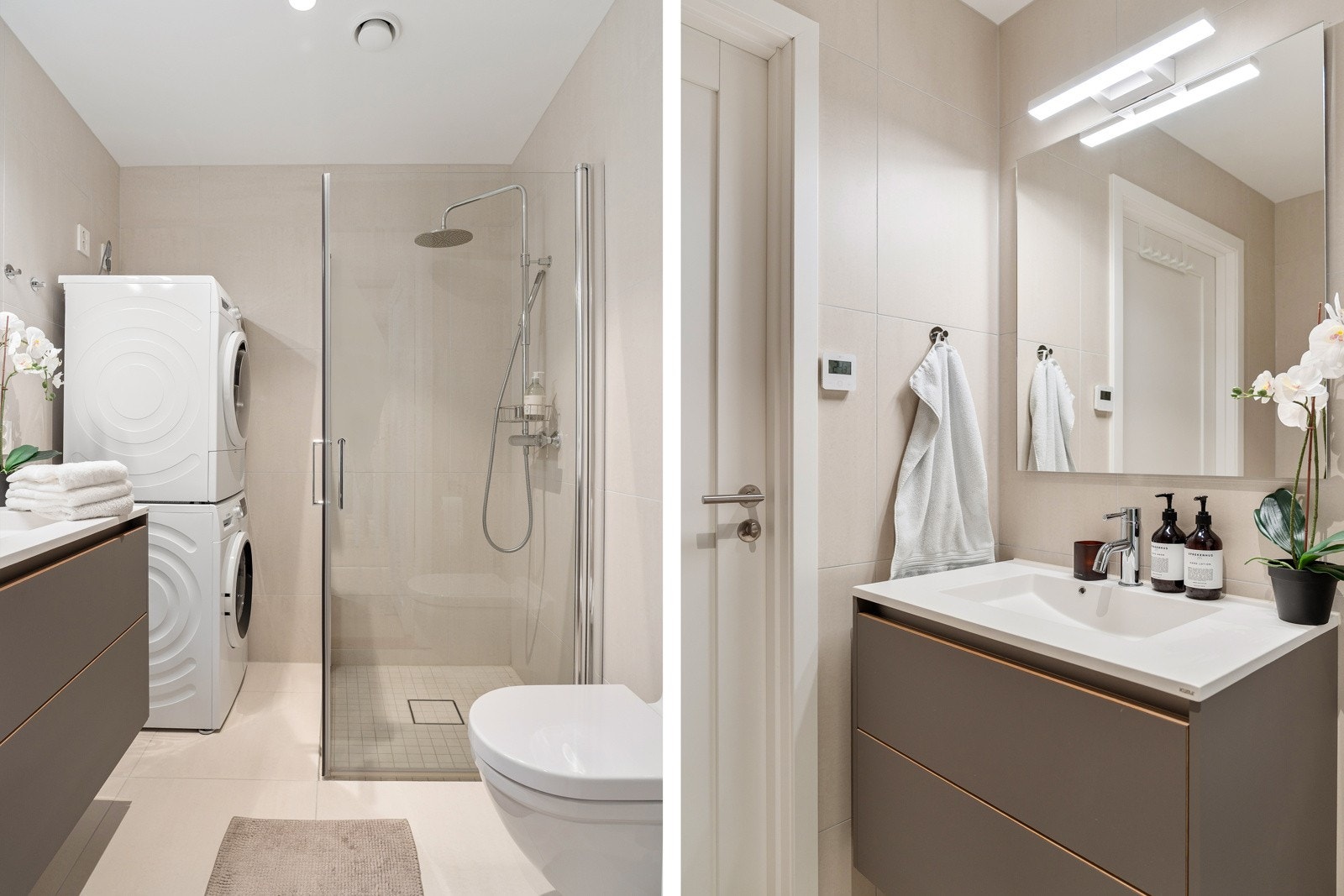 Badet har balansert ventilasjon og opplegg for vaskemaskin. Galleribilde