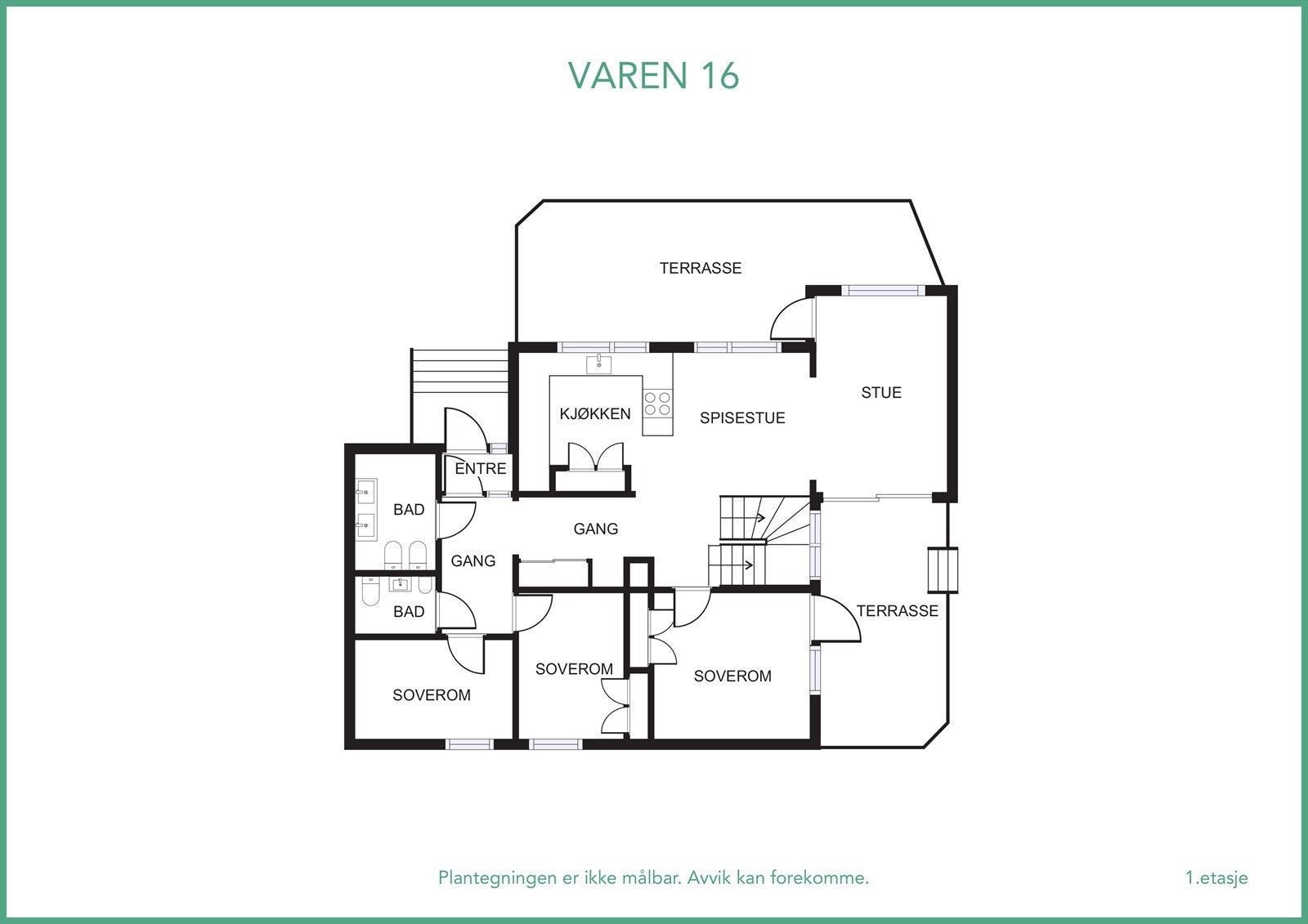 Plantegning 1. etasje. Se også virtuell visning! Trykk på 360 knappen Galleribilde