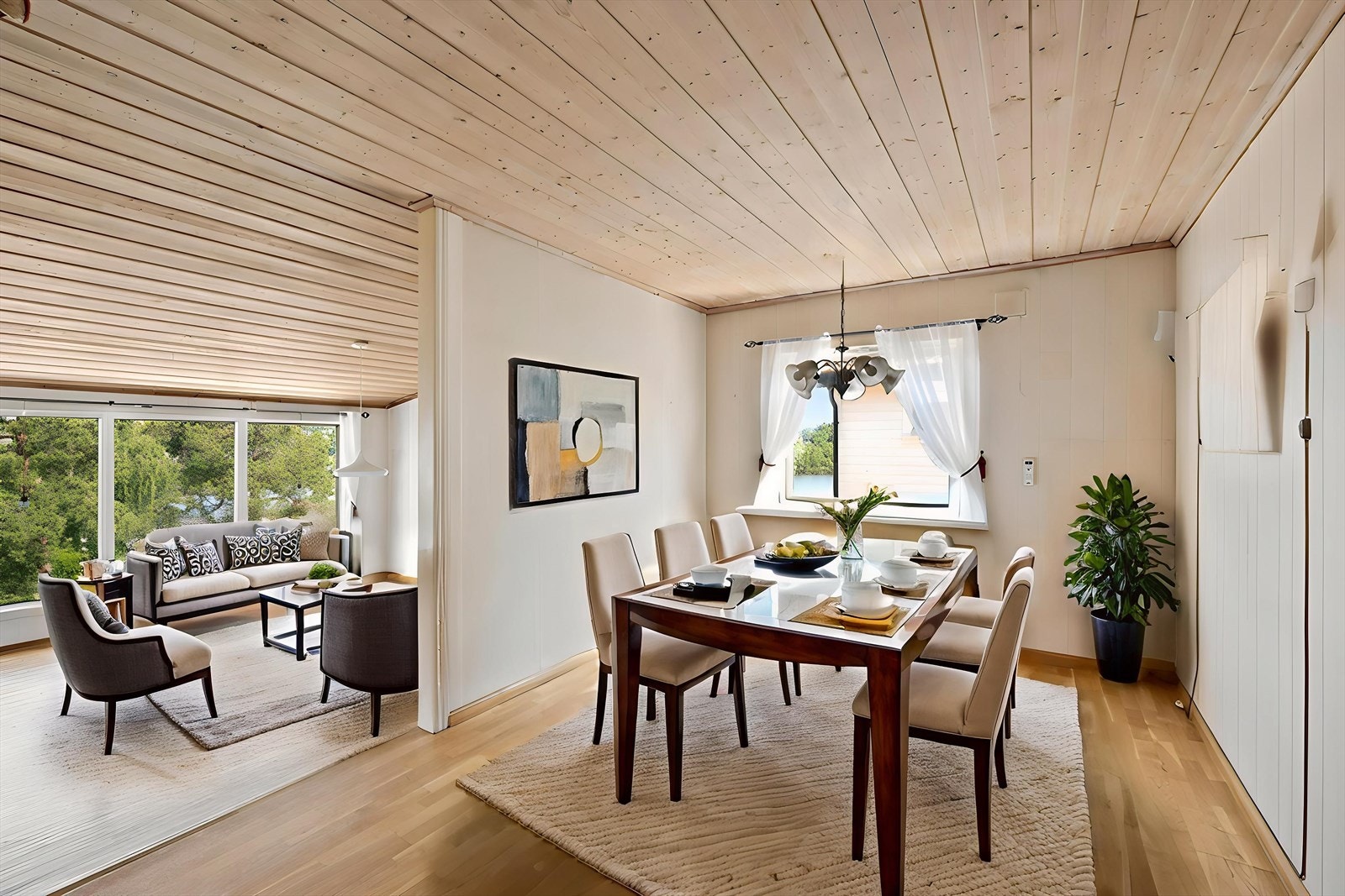 Spisestue digitalt møblert for inspirasjon. Avvik i areal kan forekomme da det er brukt digitale verktøy. Galleribilde