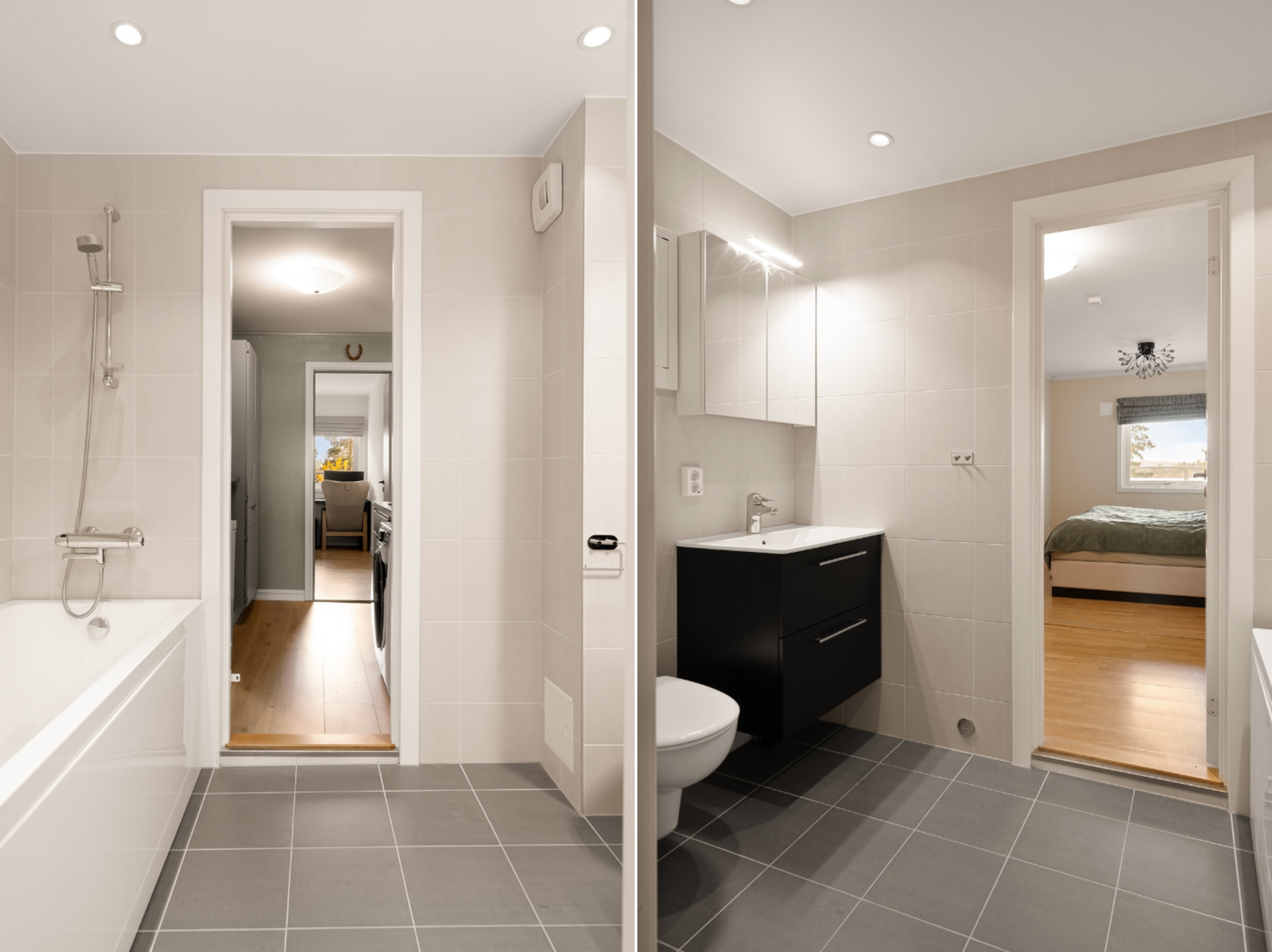 Moderne innredning - vegghengt WC, servantskap og speilskap (2022) Galleribilde