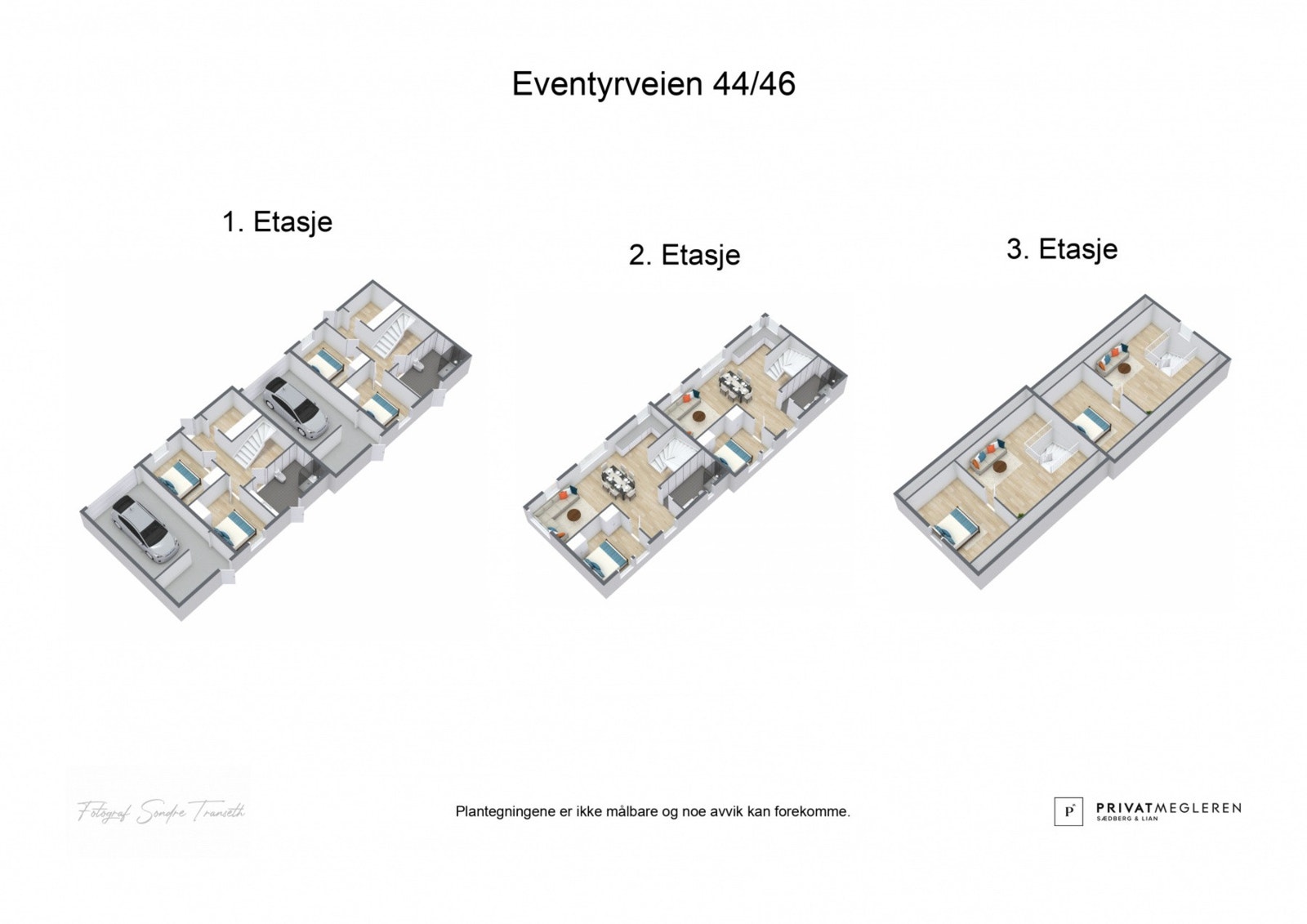 3D plantegninger alle etasjer - laget av fotograf Galleribilde