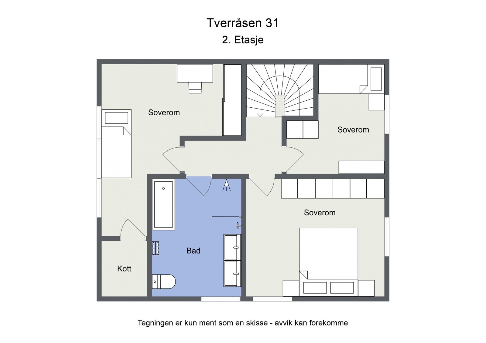 Omtrentlig planskisse, 2. etasje Galleribilde