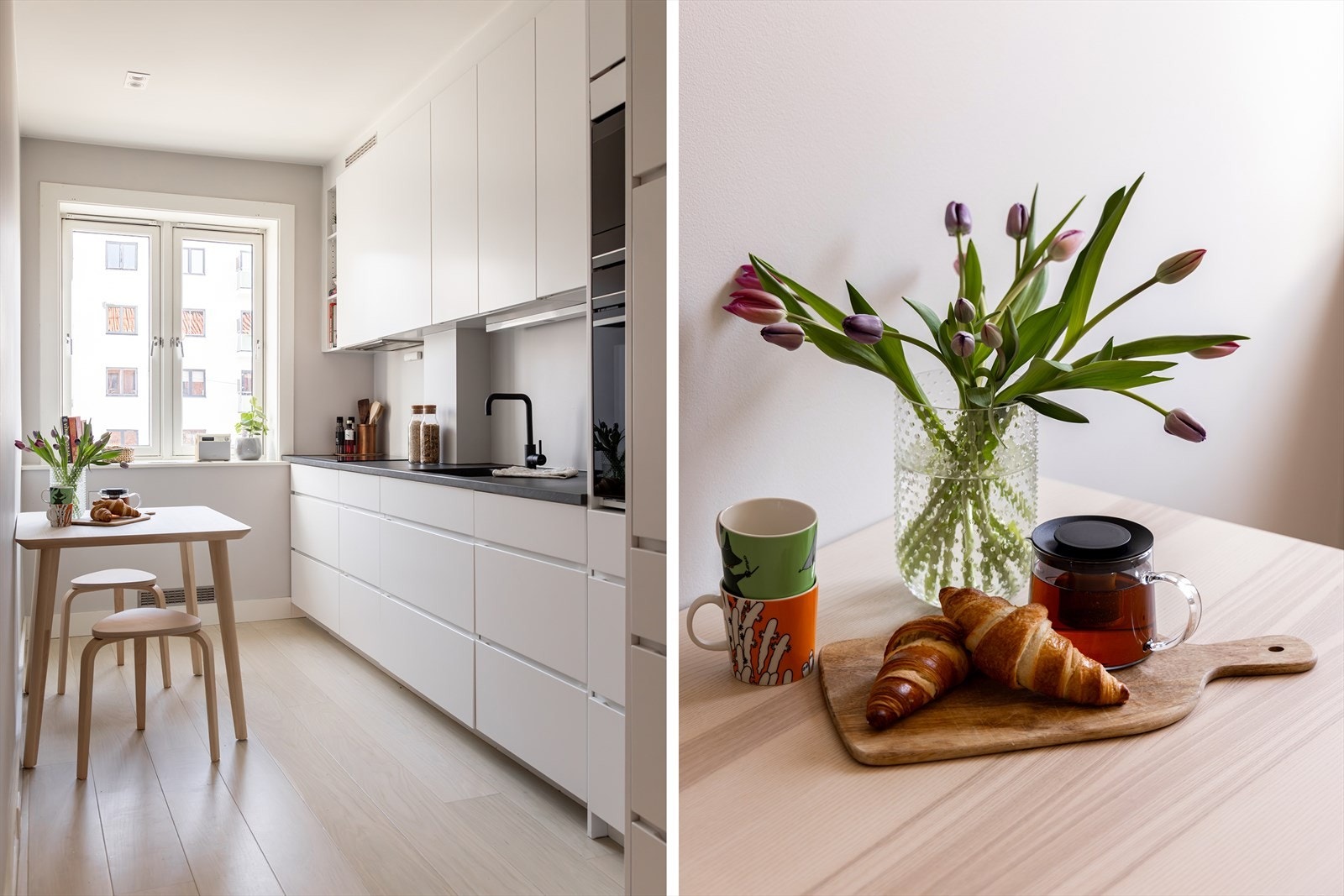 Fra vinduet får du morgensol, perfekt for å nyte morgenkaffen ved kjøkkenbordet. Galleribilde