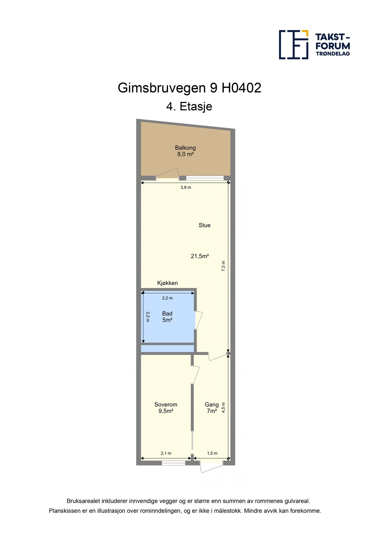 Planskisse. Leiligheten har også bod i kjeller. Galleribilde