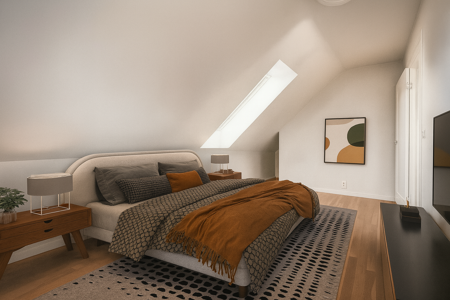 Vindusflater mot to himmelretninger sikrer gode lys- og utsiktsforhold. Bildet er digitalstylet. (NB! Bilde er av bolig D som er identisk som B) Galleribilde