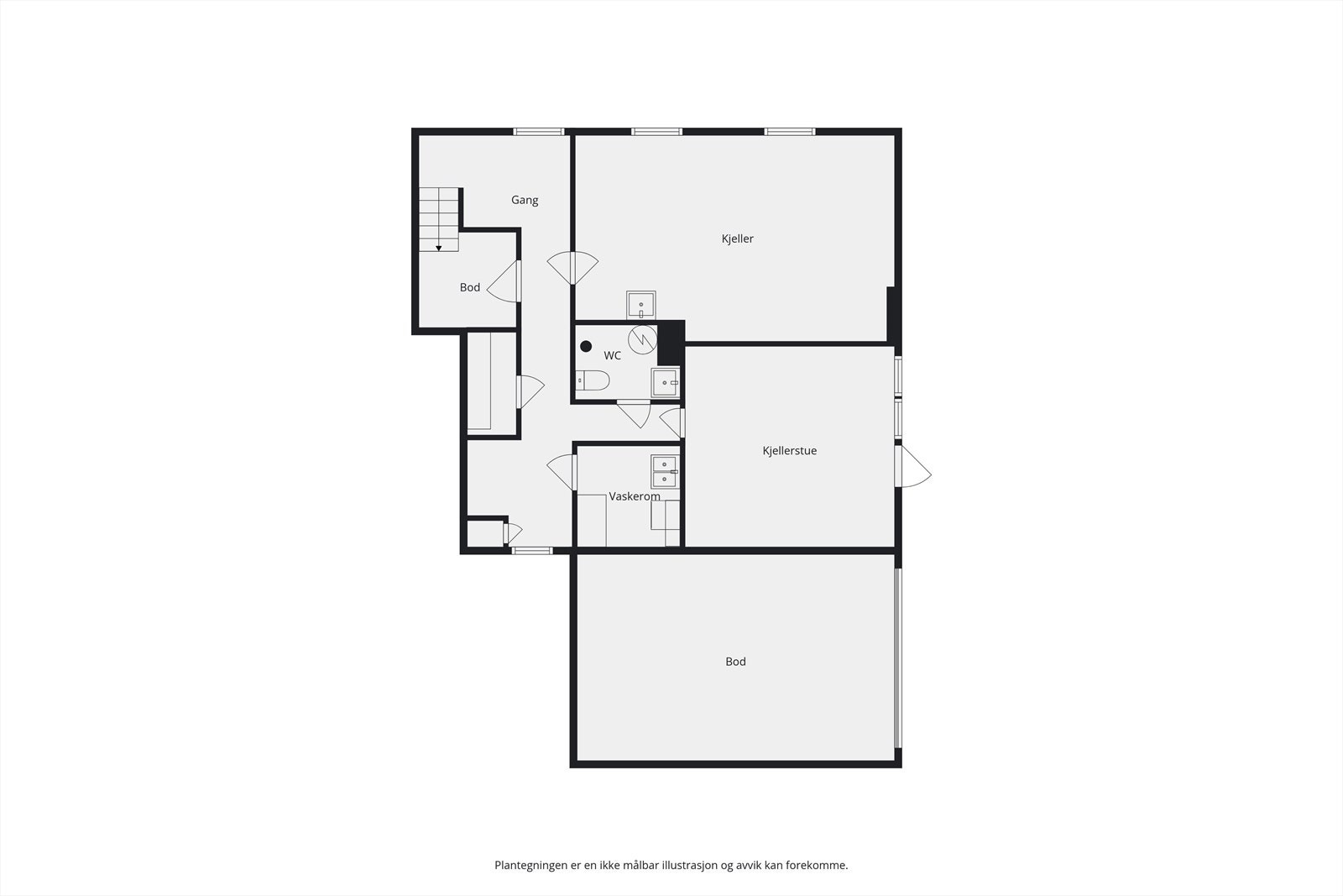 Plantegning, kjeller. Galleribilde