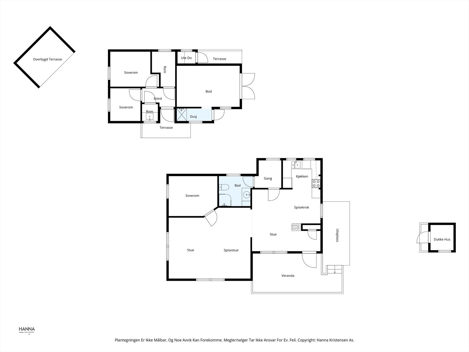 Plantegning av hytten, annekset og uteområdet Galleribilde