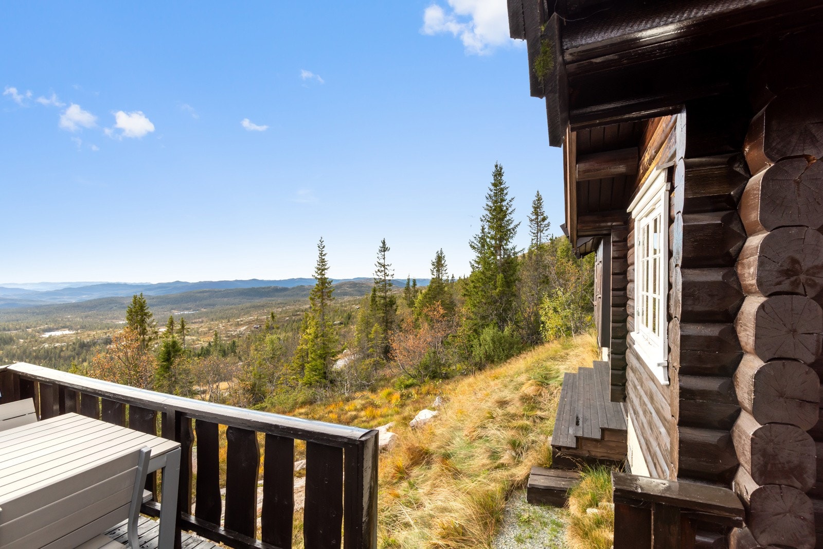 Fra hytta har man en vid utsikt og svært gode solforhold. Galleribilde