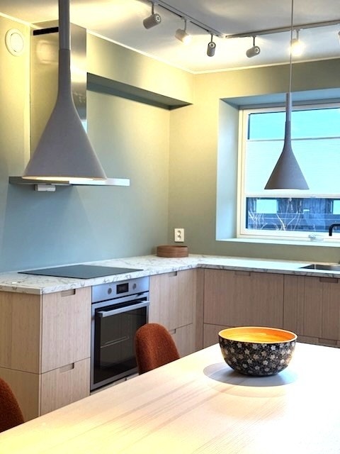 Bambuskjøkken med integrerte hvitevarer. Galleribilde