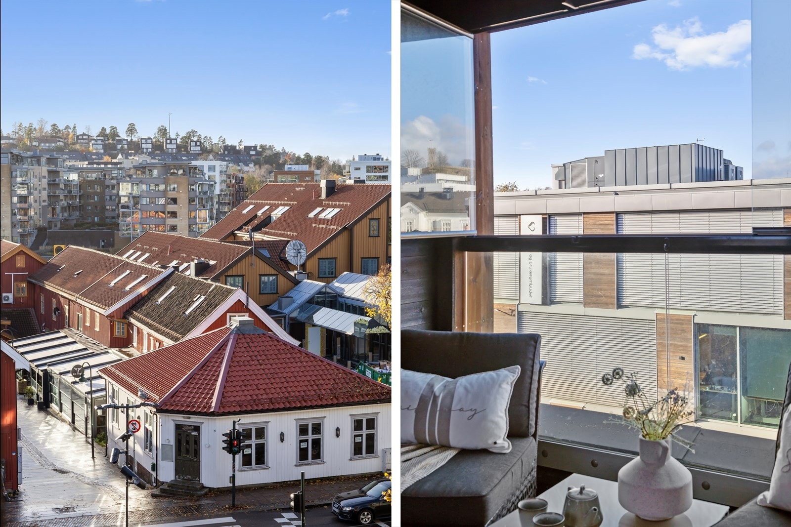 Fra balkongen er det utsikt til byen, også ned mot Tønsberg brygge. Galleribilde