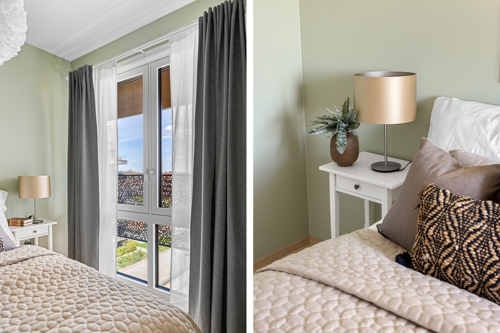 Leiligheten er malt i tidløse, behagelige nyanser og har parkett på gulv. Galleribilde