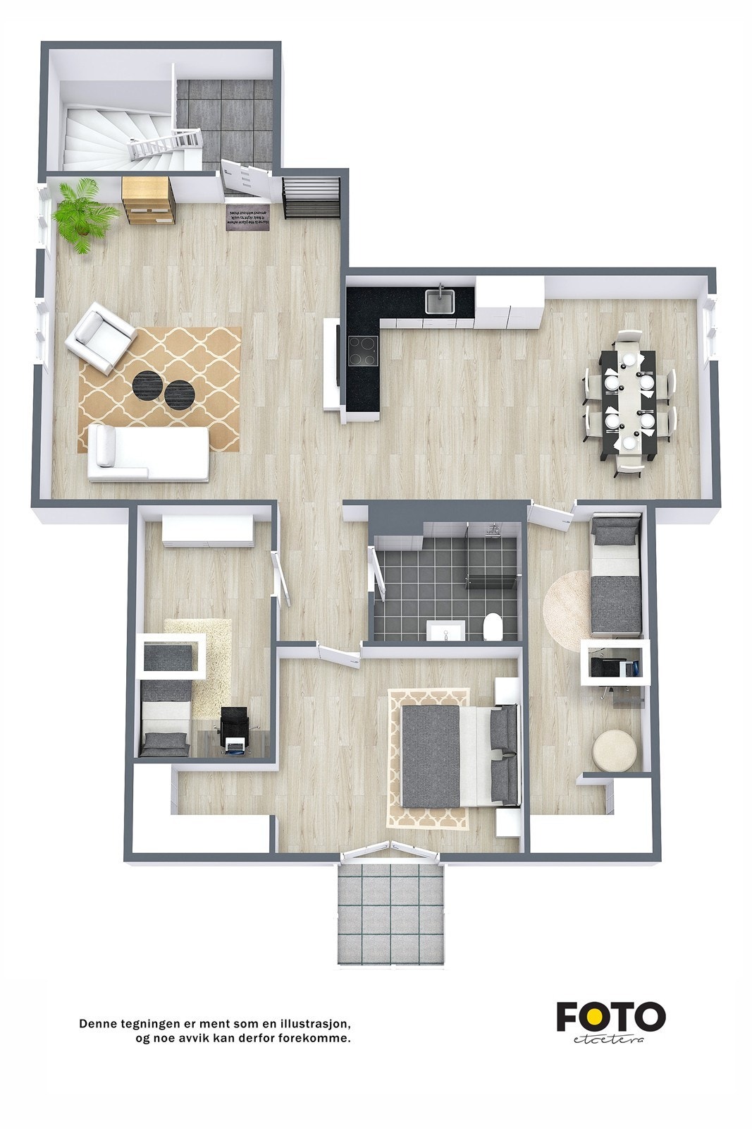 4-romsleilighet i toppetasjen med 3 soverom Galleribilde