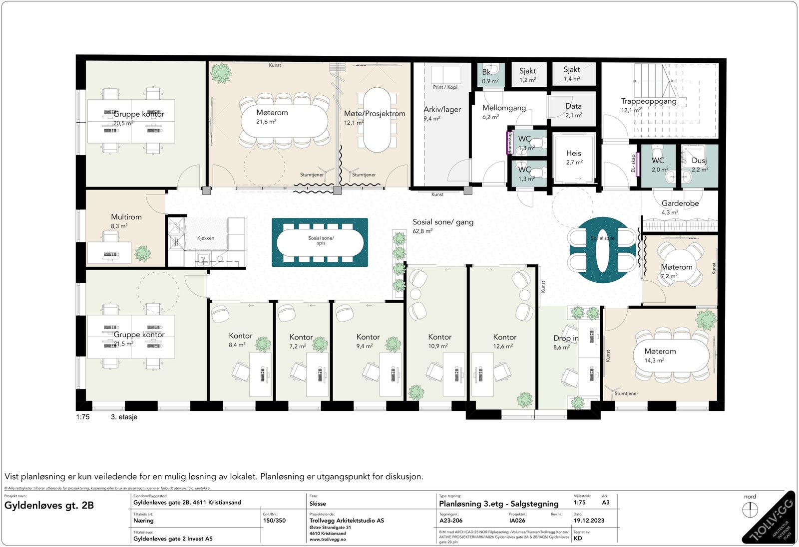 Møbleringsplan dagens løsning Galleribilde
