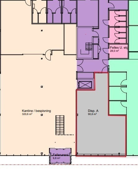 Ledig lokalet er på planløsning merket "Disp. A" Galleribilde