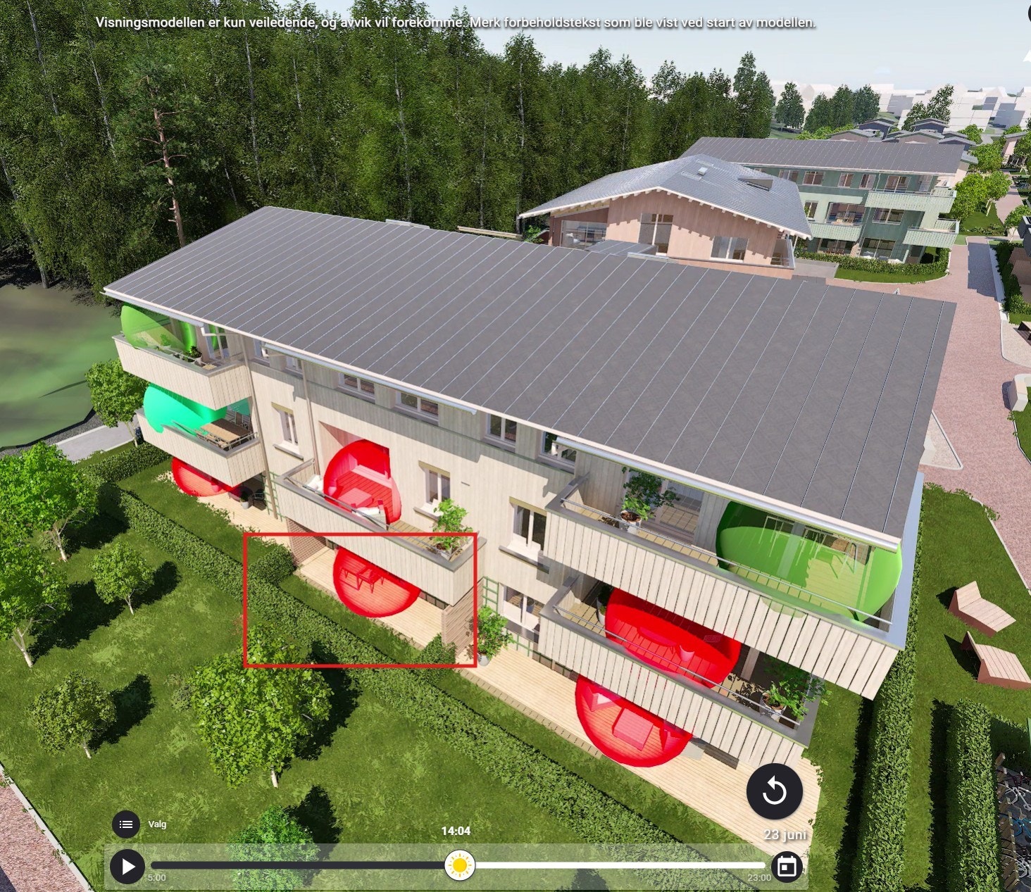 Kunstnerisk illustrasjon. Viser leilighetens plassering. Bilde lånt av Selvaag Bolig. Galleribilde