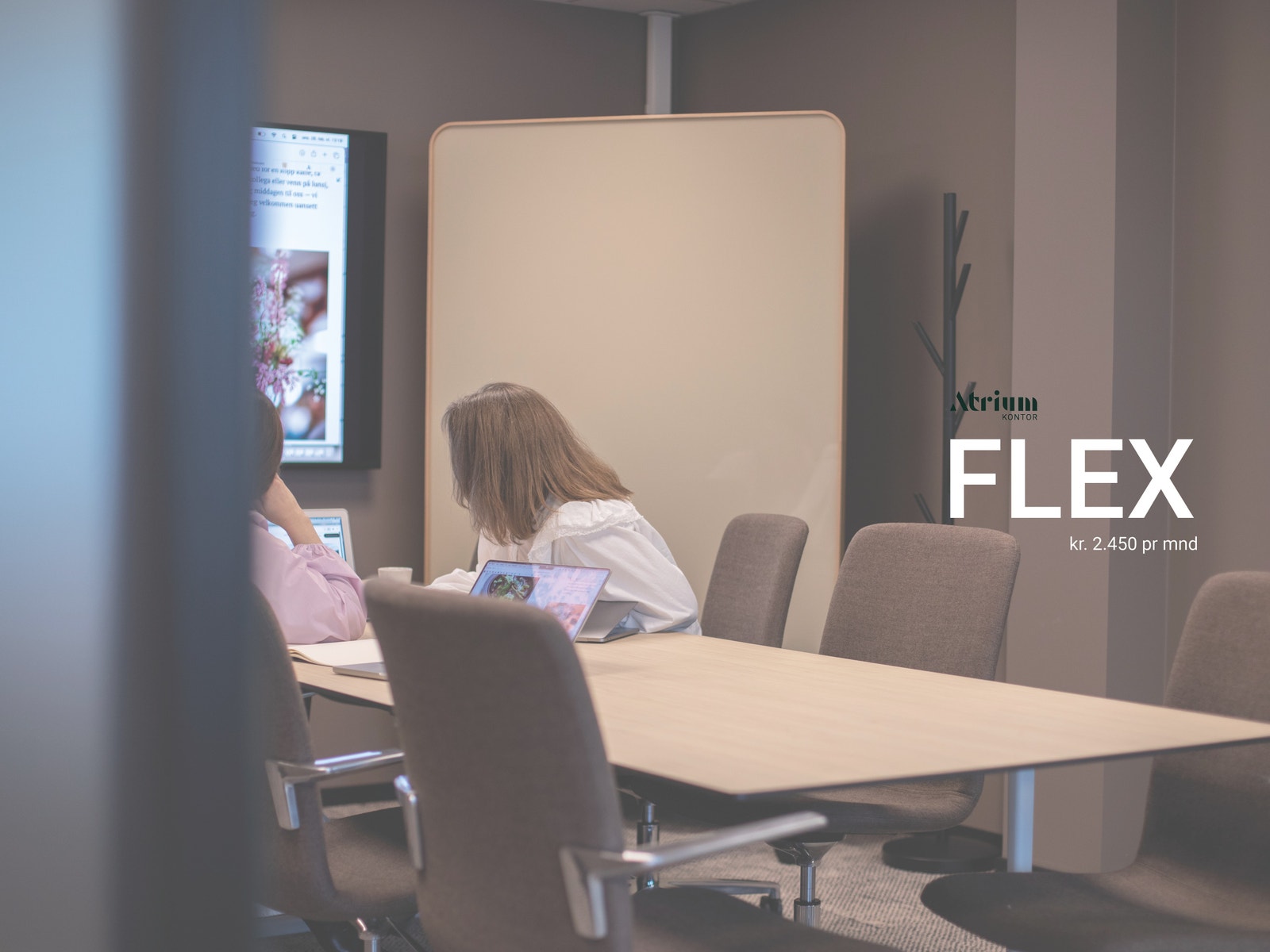 Flex-plass for deg som ønsker tilgang til sosiale soner og møterom etter behov. Galleribilde