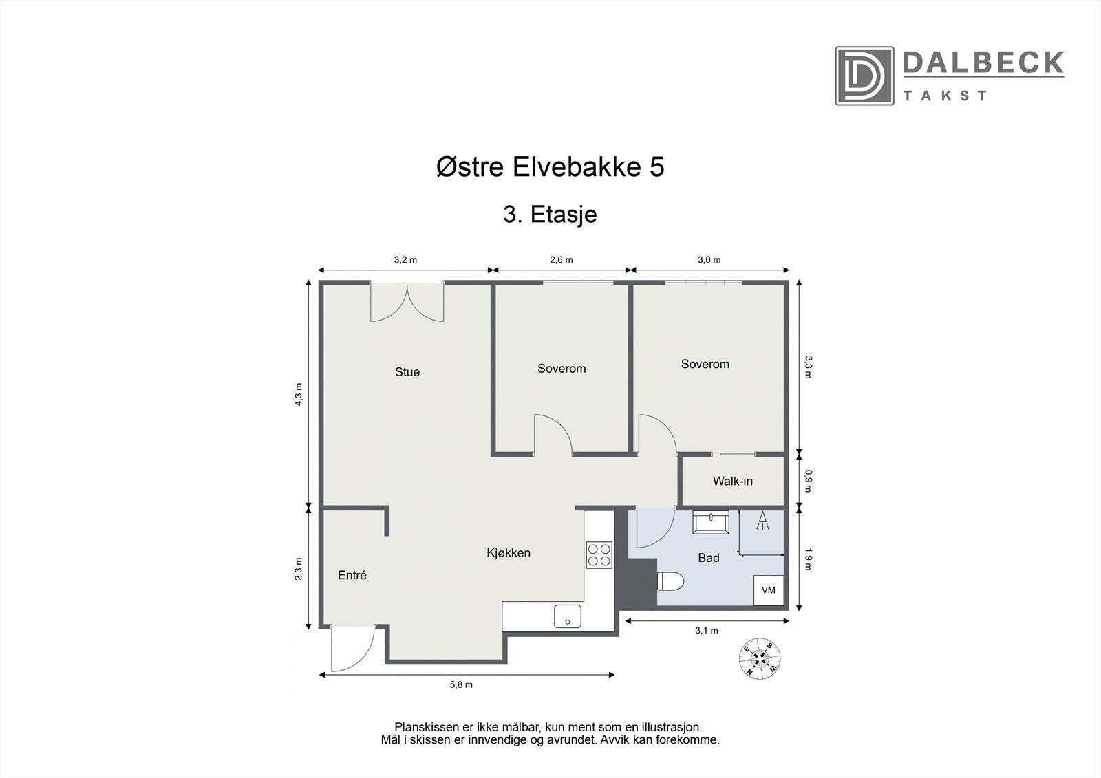 Plantegning. Leiligheten er 63 kvm BRA-i og disponerer i tillegg en kjellerbod på ca. 3 kvm. Galleribilde