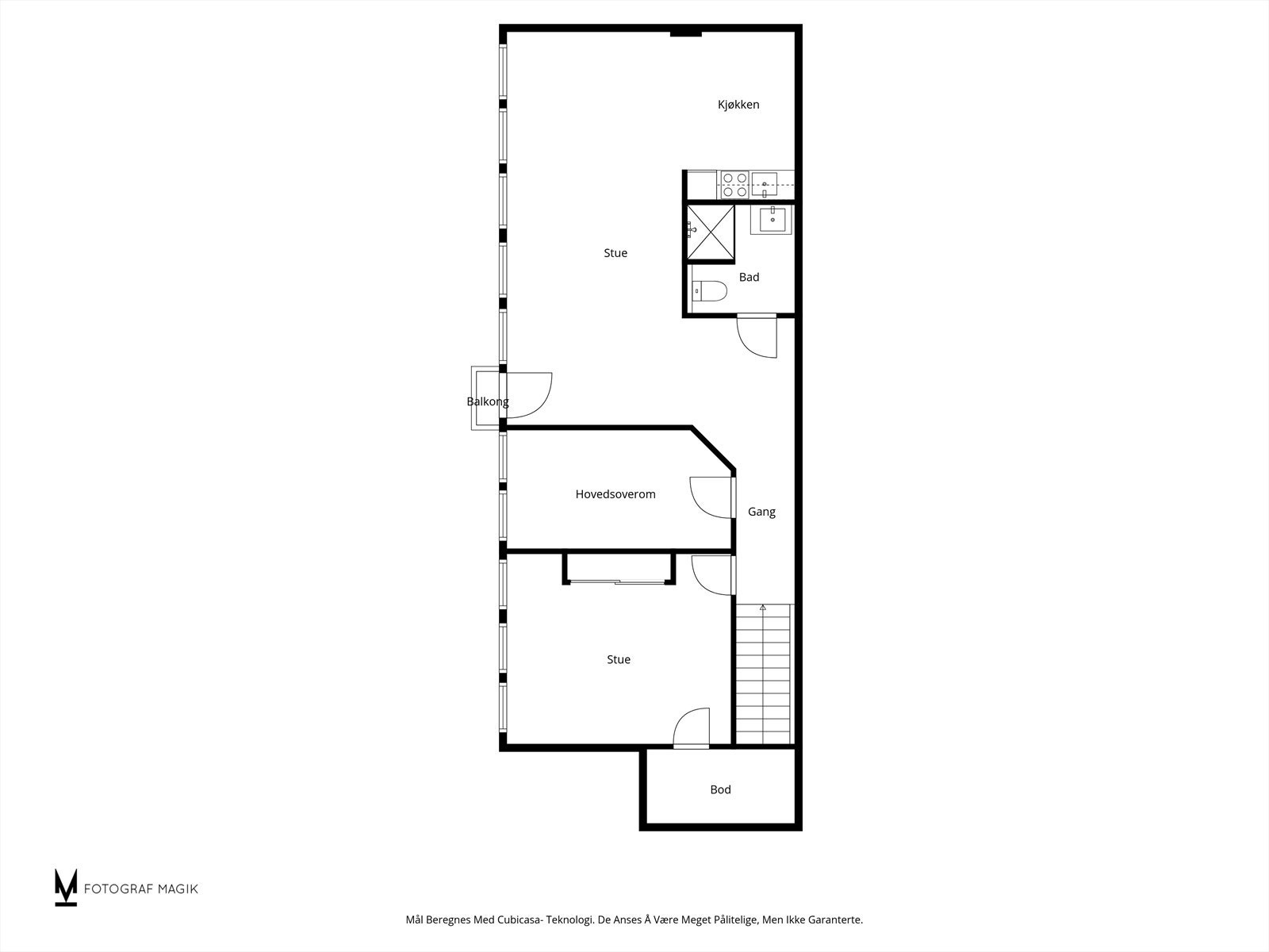 Plantegning 3. etasje - kjøkkenet er ikke tegnet inn på godkjente tegninger Galleribilde