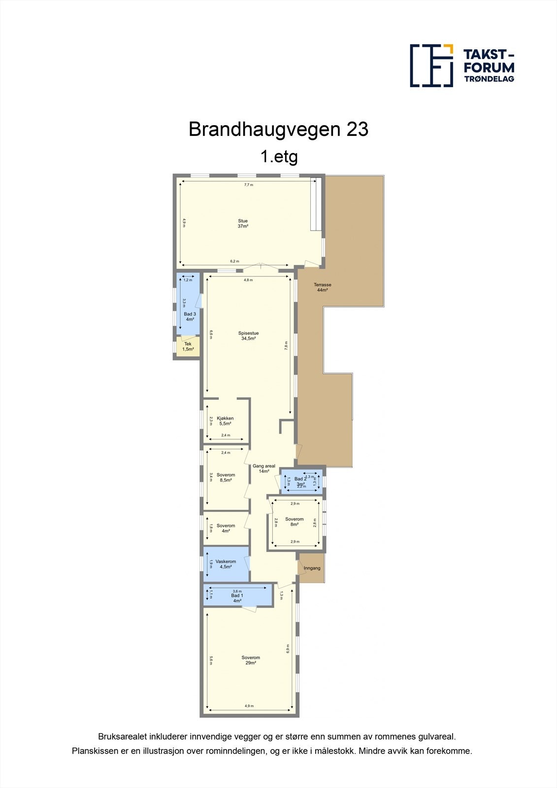 Ta en titt på planskissen og gjør deg kjent med romfordelingen! Galleribilde