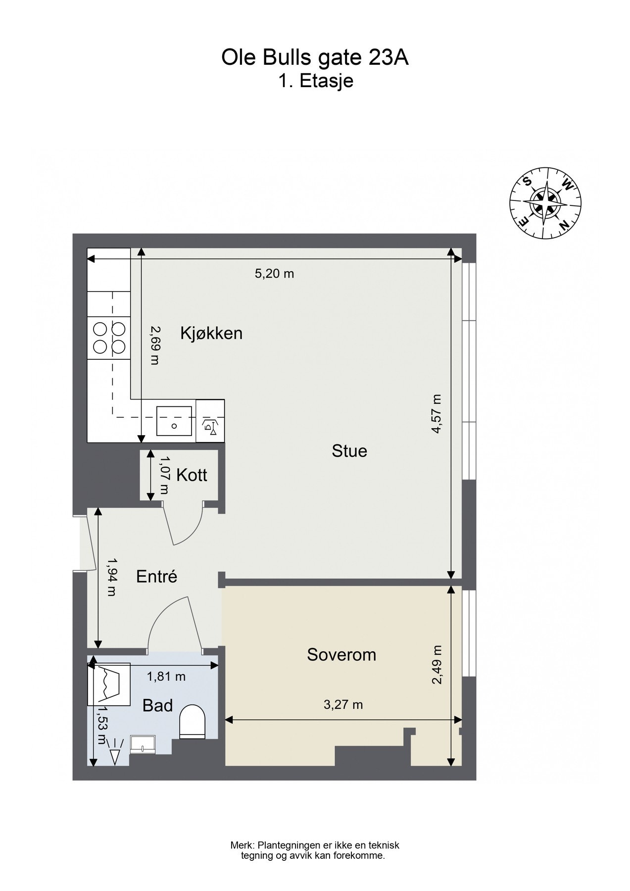 Planskisse - Leiligheten ligger i 1. etasje Galleribilde