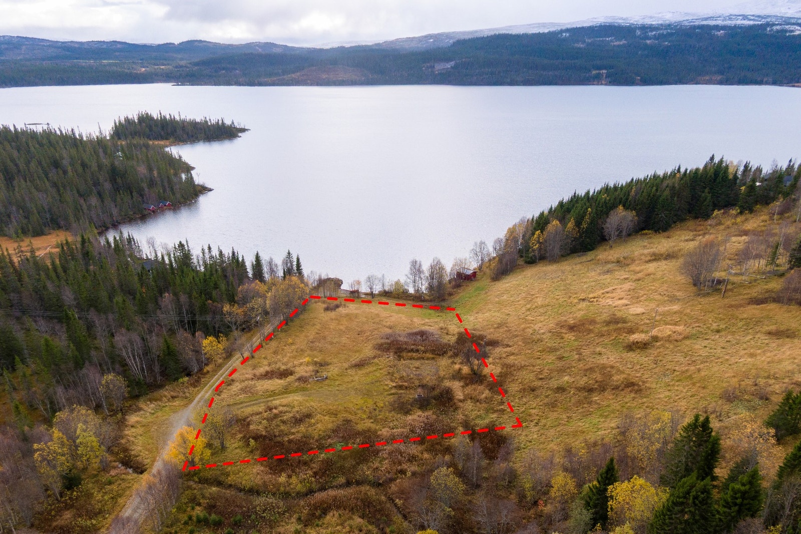 Eiendommen er lett skrånende og har et areal på hele 4 921 m². Galleribilde